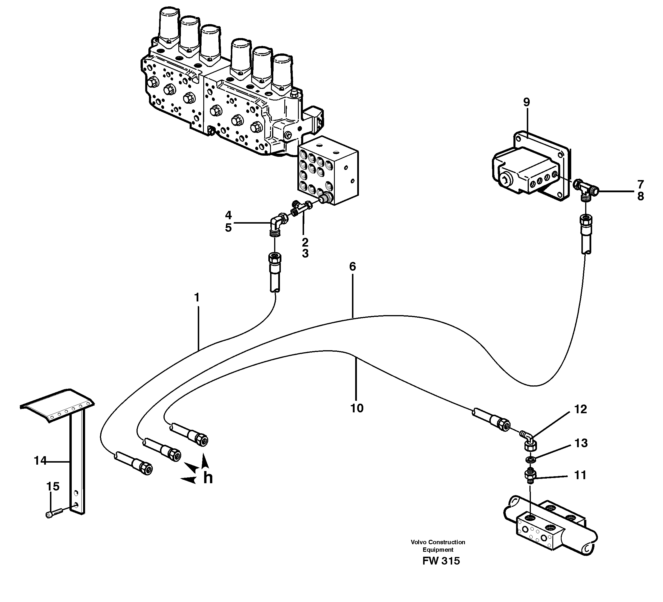 Схема запчастей Volvo EC280 - 12094 Servo hydraulics, Hose break valve EC280 SER NO 1001-