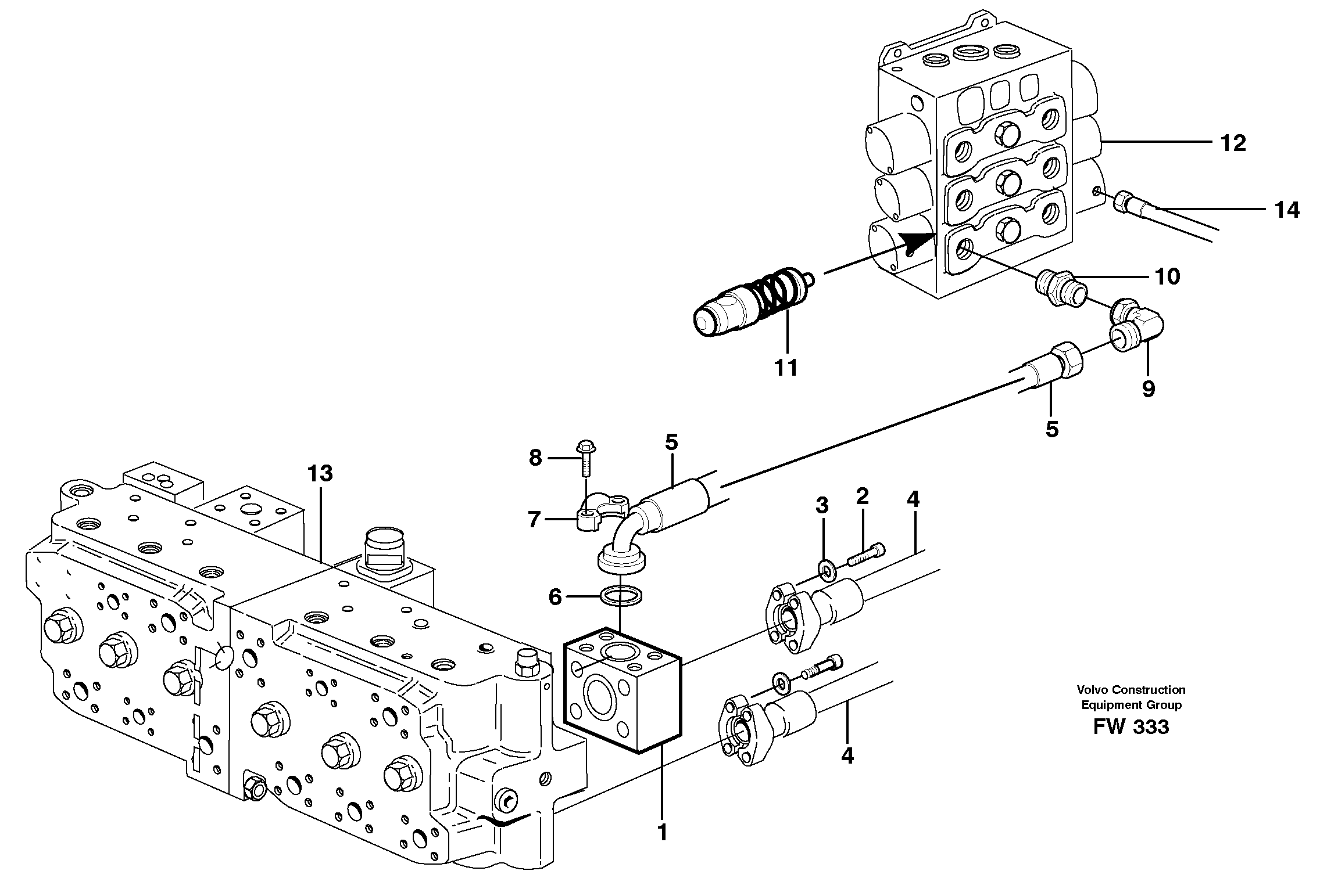 Схема запчастей Volvo EC280 - 89195 Hammer hydraulics on base machine, 2 pumps EC280 SER NO 1001-