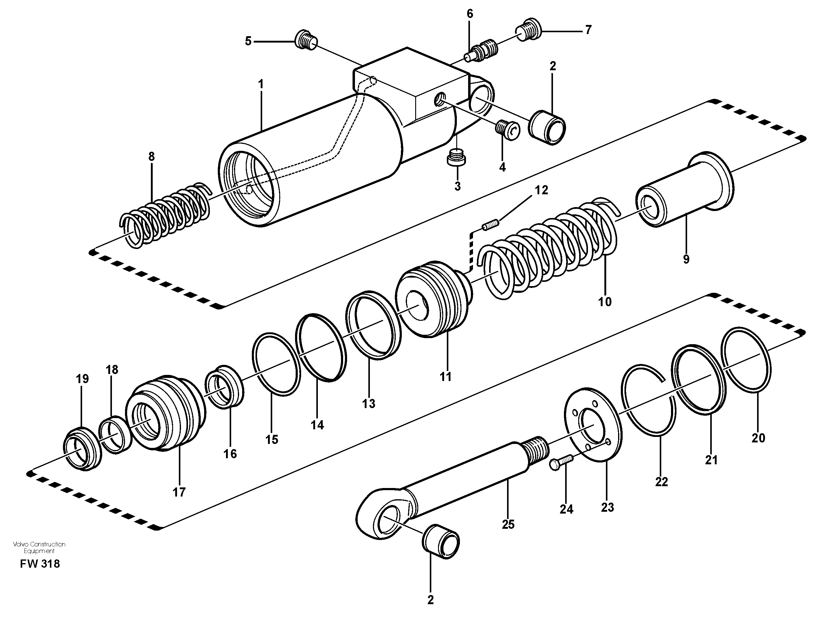 Схема запчастей Volvo EC280 - 66249 Гидроцилиндр EC280 SER NO 1001-