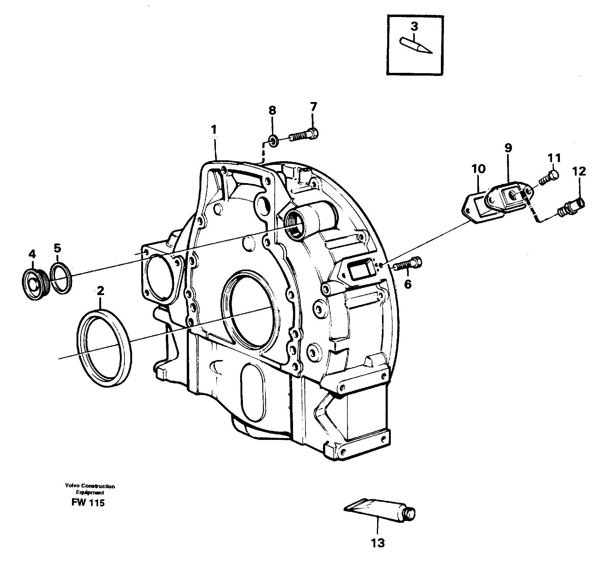 Схема запчастей Volvo EC280 - 21372 Картер маховика EC280 SER NO 1001-