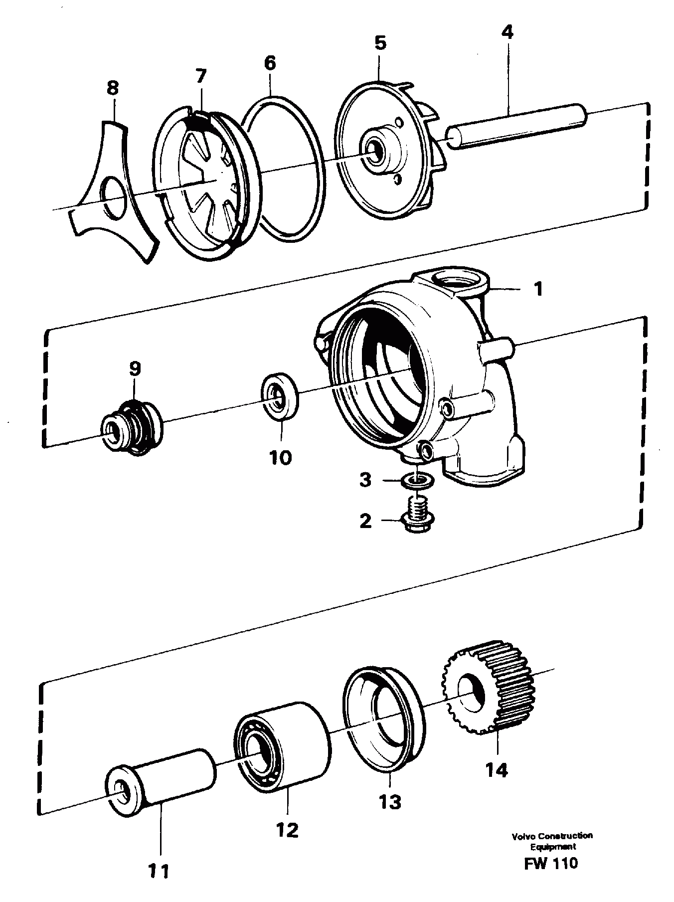 Схема запчастей Volvo EC280 - 23493 Водяной насос EC280 SER NO 1001-