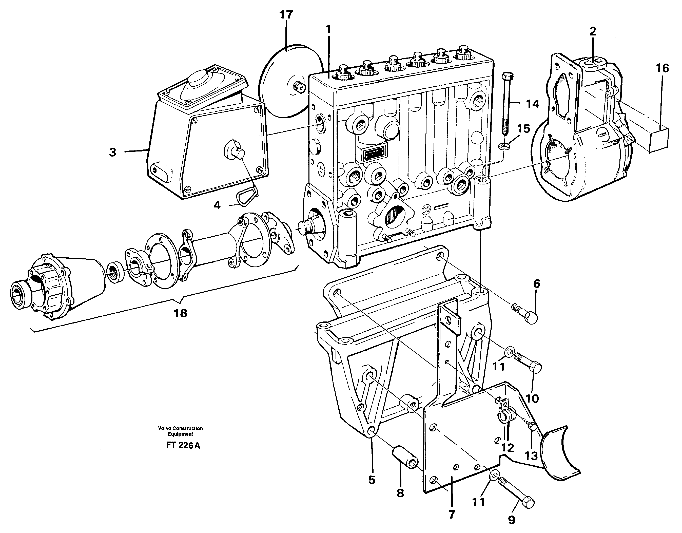 Схема запчастей Volvo EC340 - 71398 Fuel injection pump, mounting EC340 SER NO 1001-