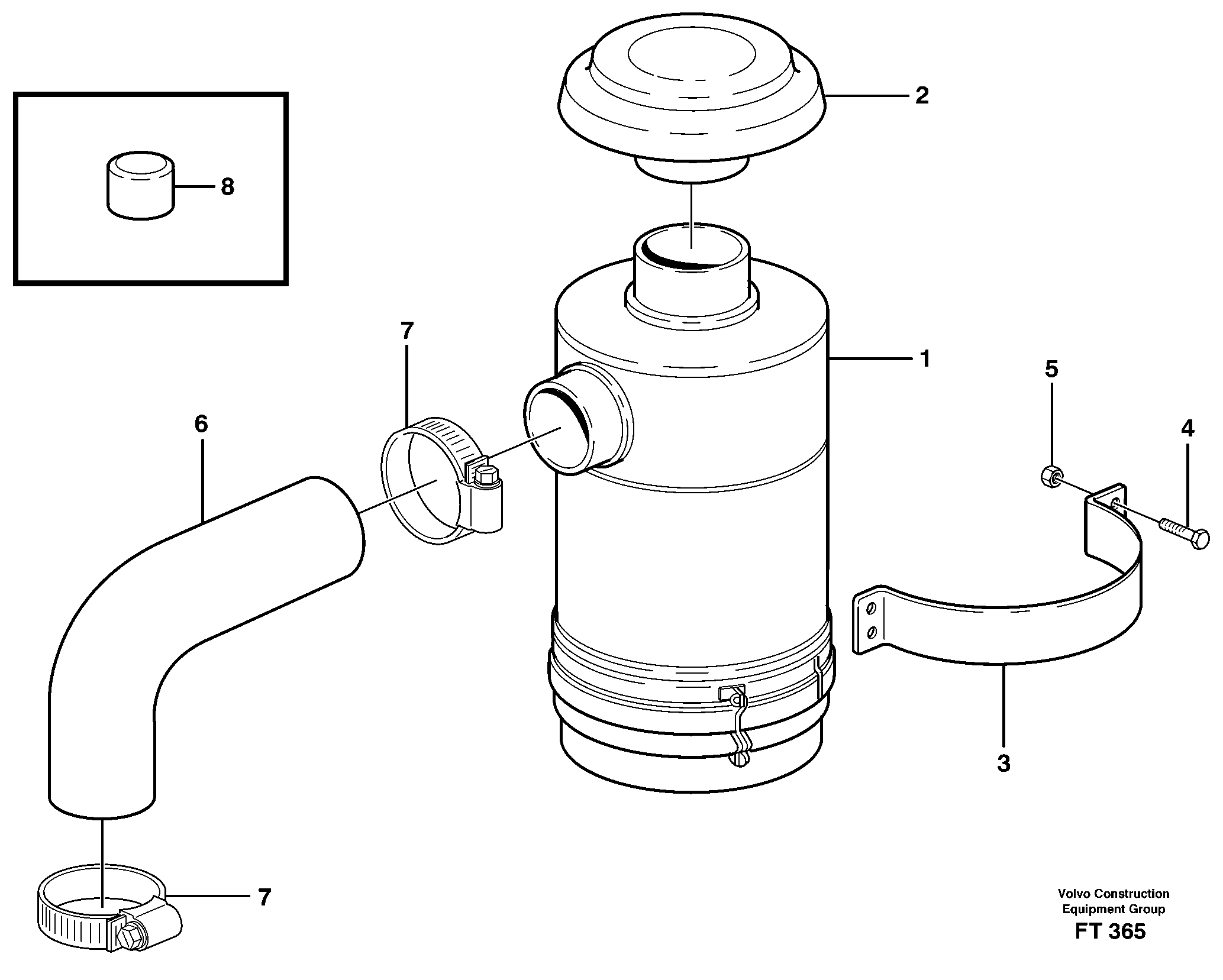 Схема запчастей Volvo EC340 - 81804 Oil bath filter EC340 SER NO 1001-