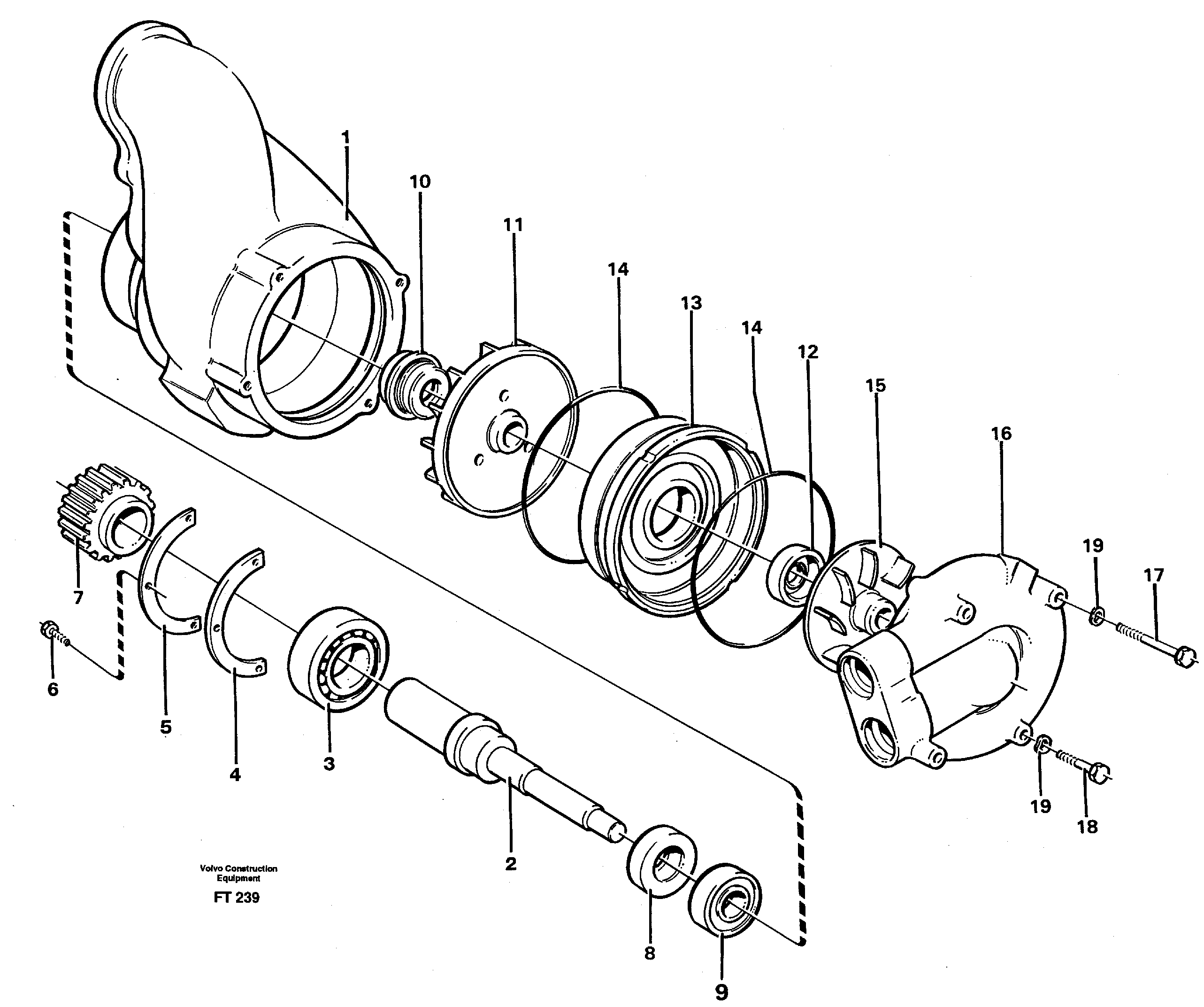 Схема запчастей Volvo EC340 - 71005 Water pump EC340 SER NO 1001-