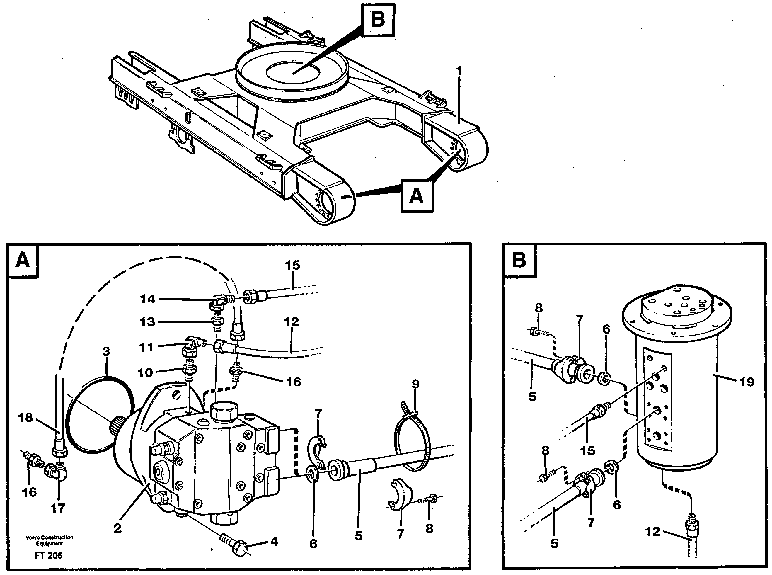 Схема запчастей Volvo EC340 - 71223 Hydraulic system, transport in undercarrige EC340 SER NO 1001-