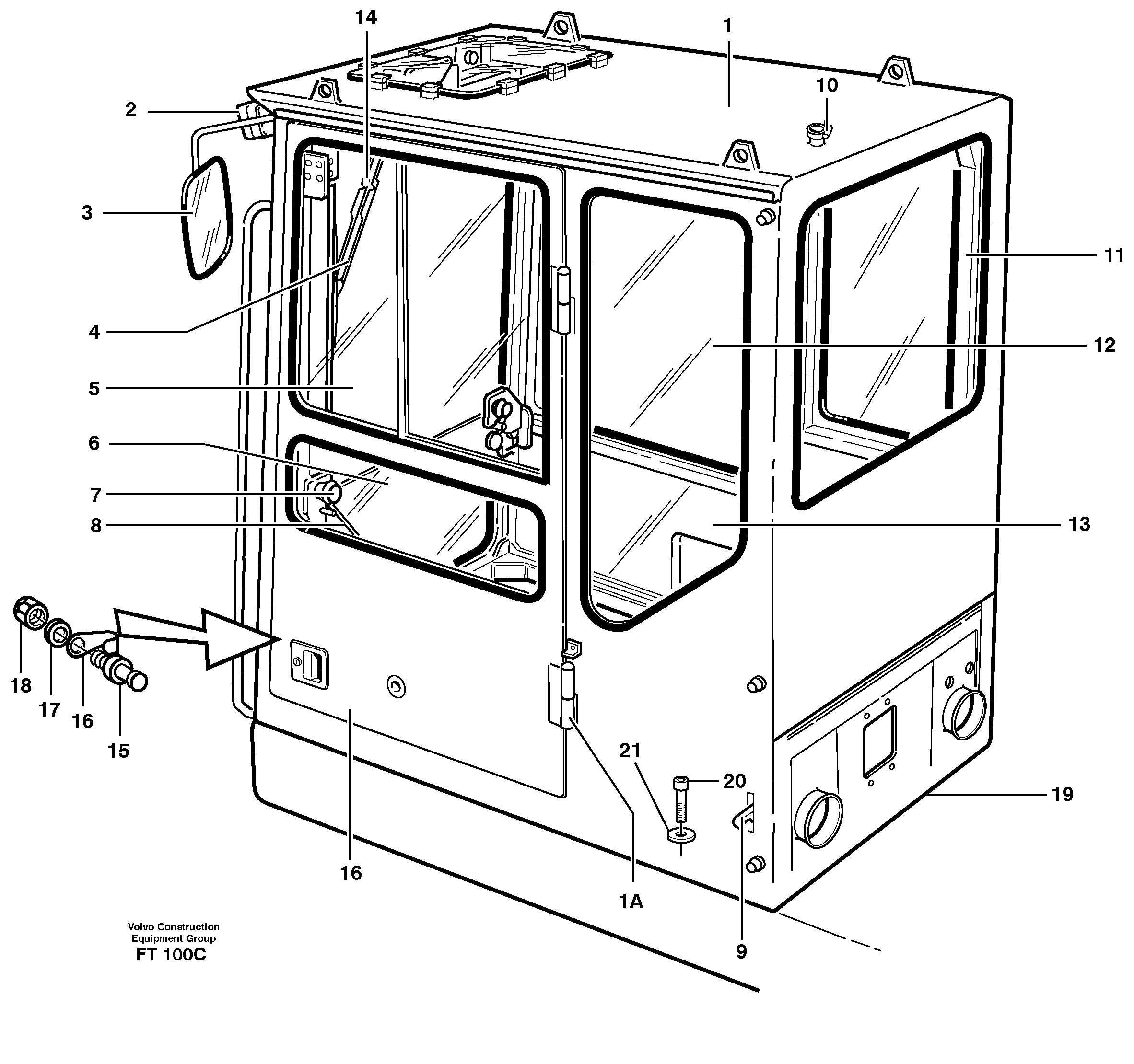 Схема запчастей Volvo EC340 - 70165 Operators cab EC340 SER NO 1001-