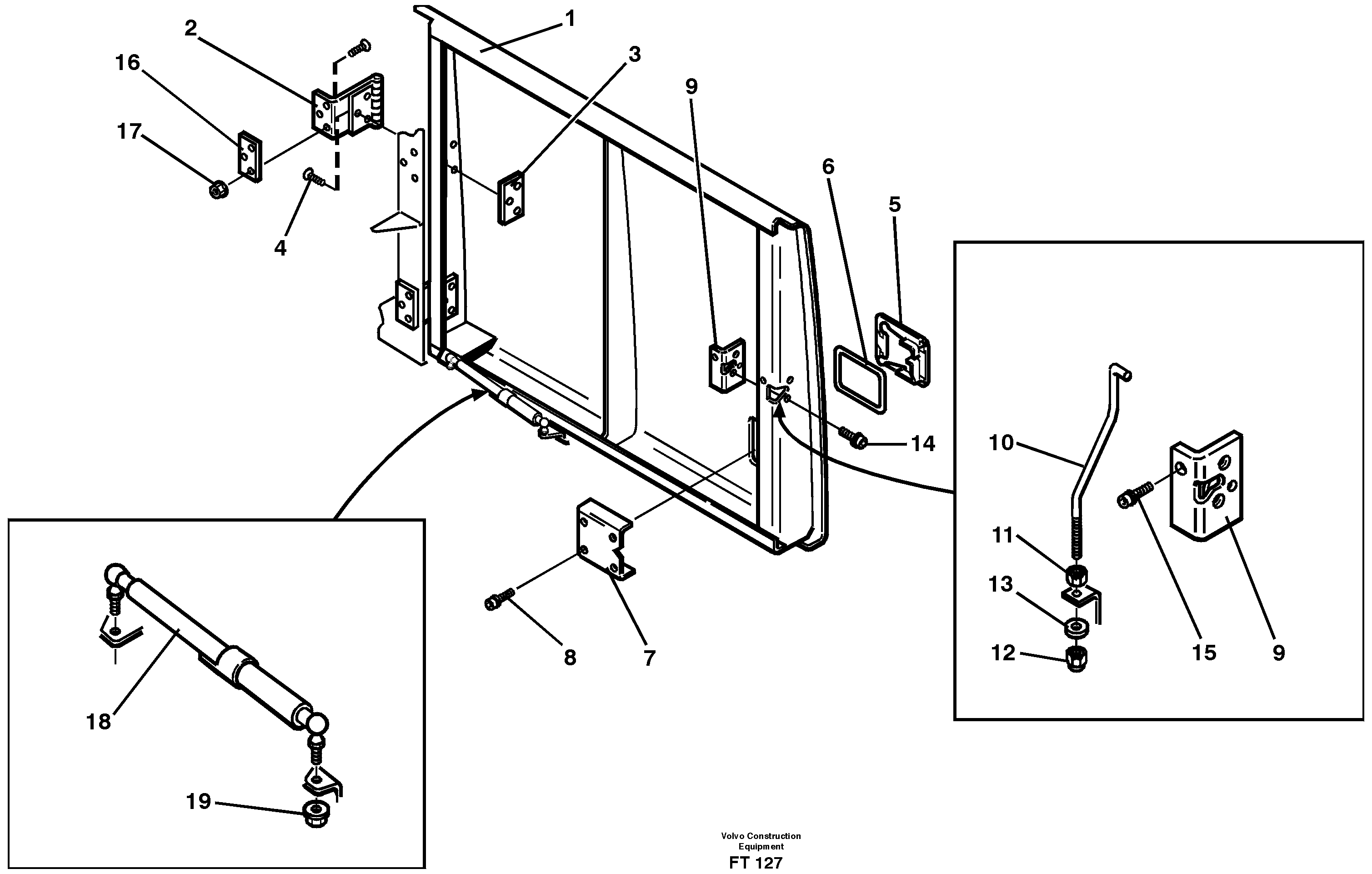 Схема запчастей Volvo EC340 - 89321 Door, front Lh EC340 SER NO 1001-