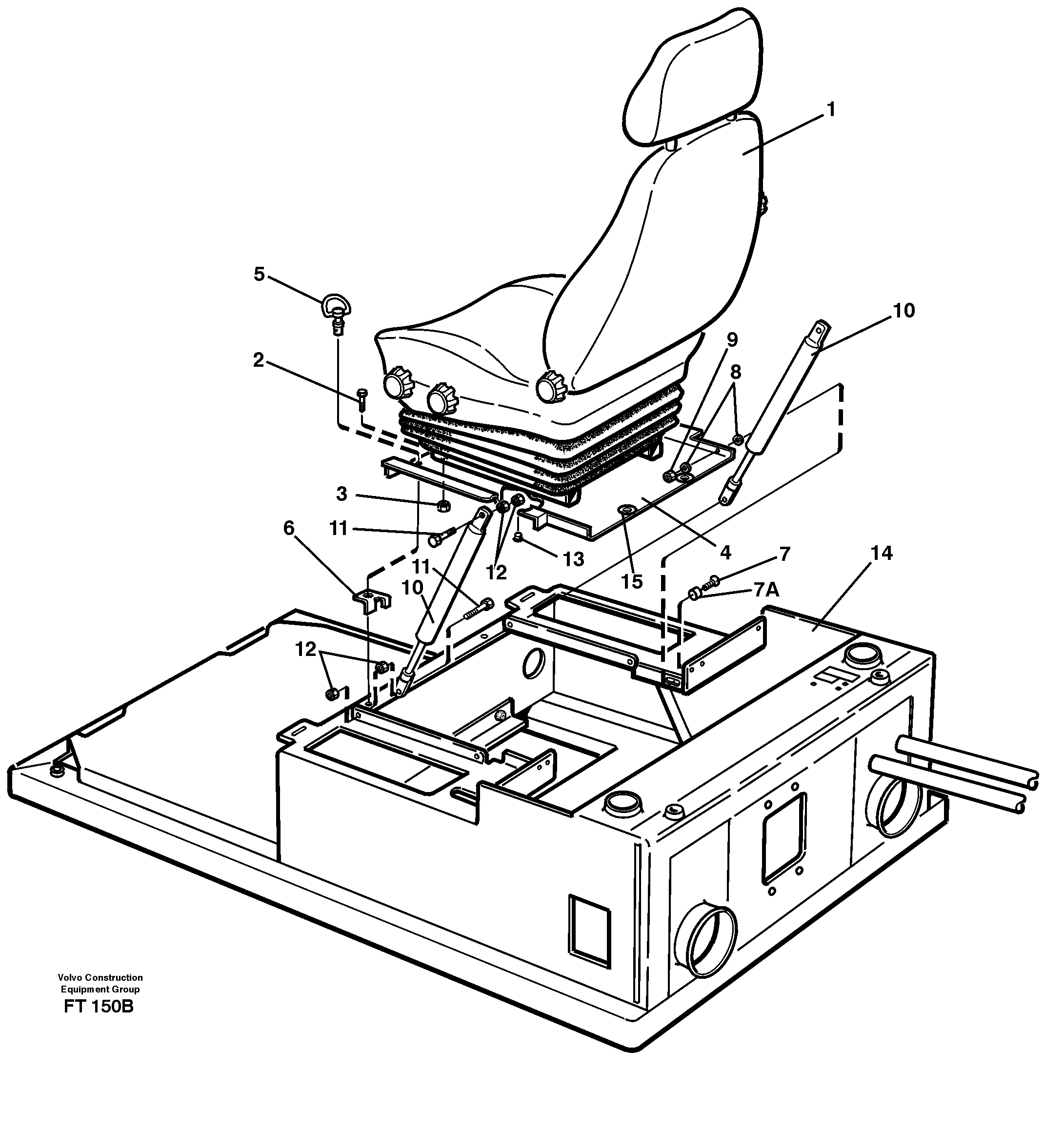 Схема запчастей Volvo EC340 - 82367 Operator seat with fitting parts EC340 SER NO 1001-