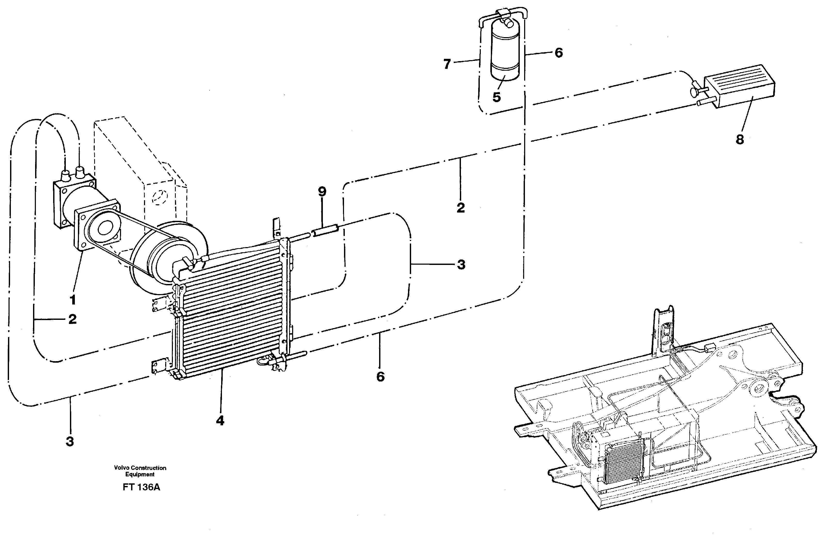 Схема запчастей Volvo EC340 - 69821 Air conditioning installation EC340 SER NO 1001-