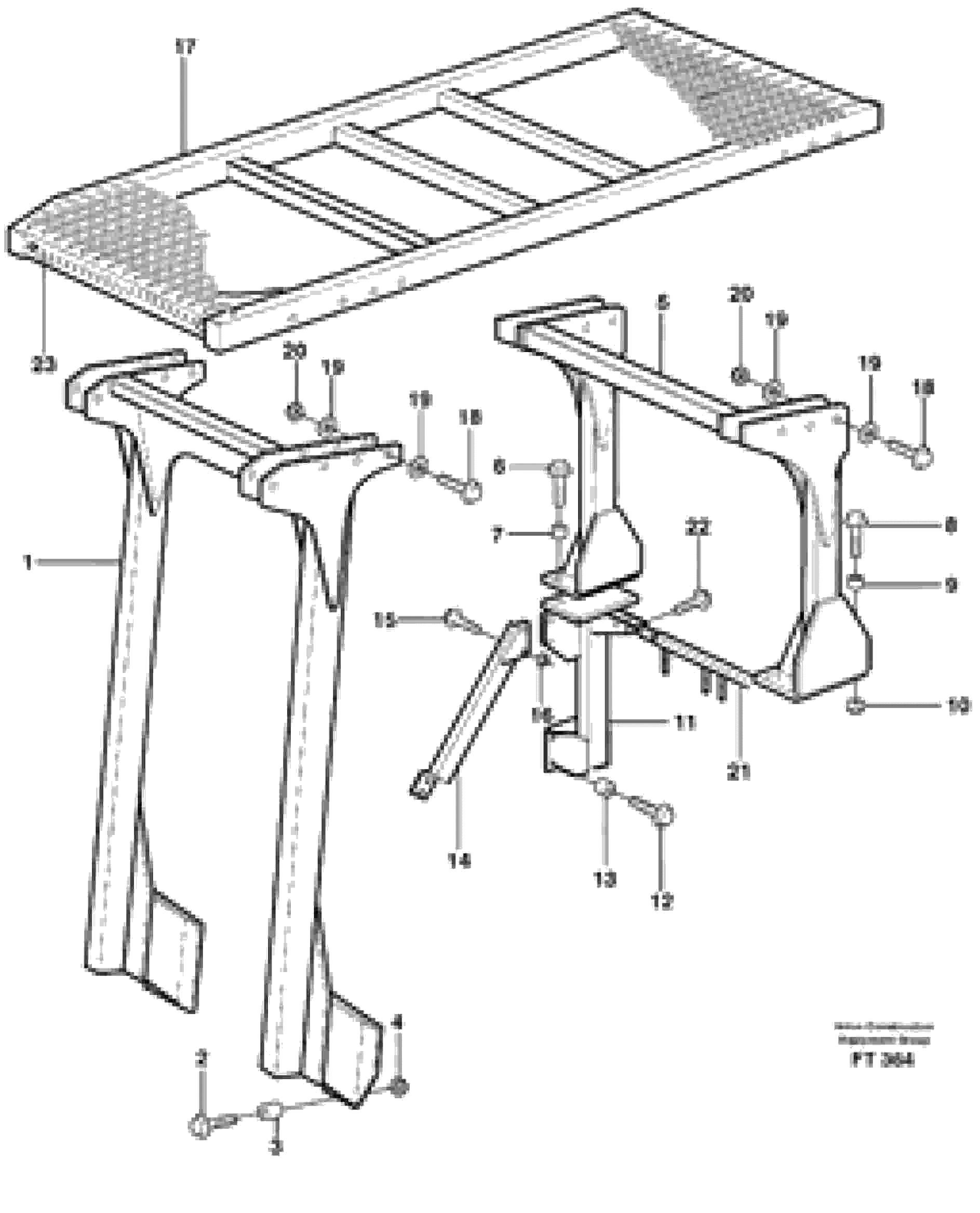 Схема запчастей Volvo EC340 - 68209 Protection over drivers cab, elevation kit 605 mm EC340 SER NO 1001-