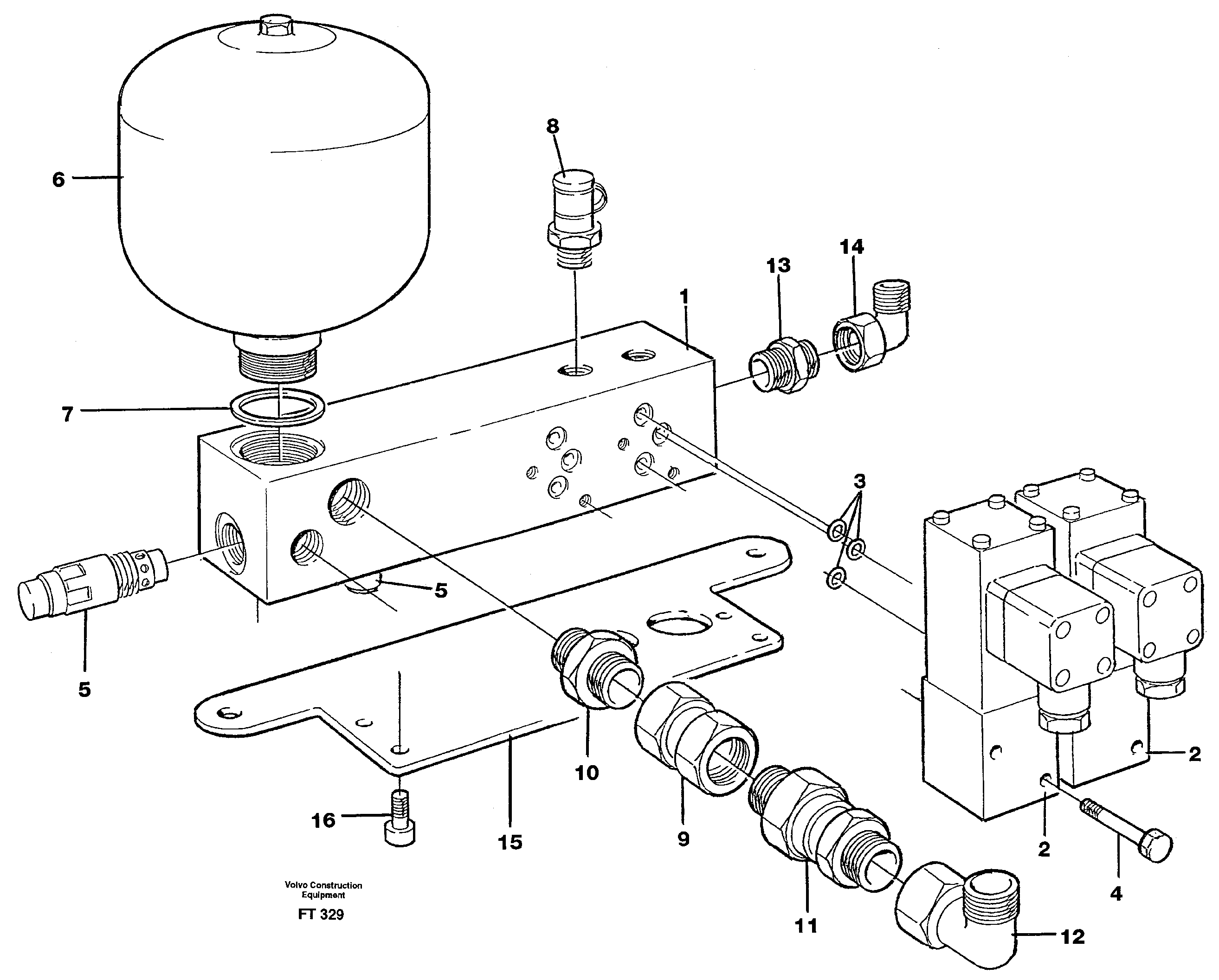 Схема запчастей Volvo EC340 - 71345 Servo valve body EC340 SER NO 1001-
