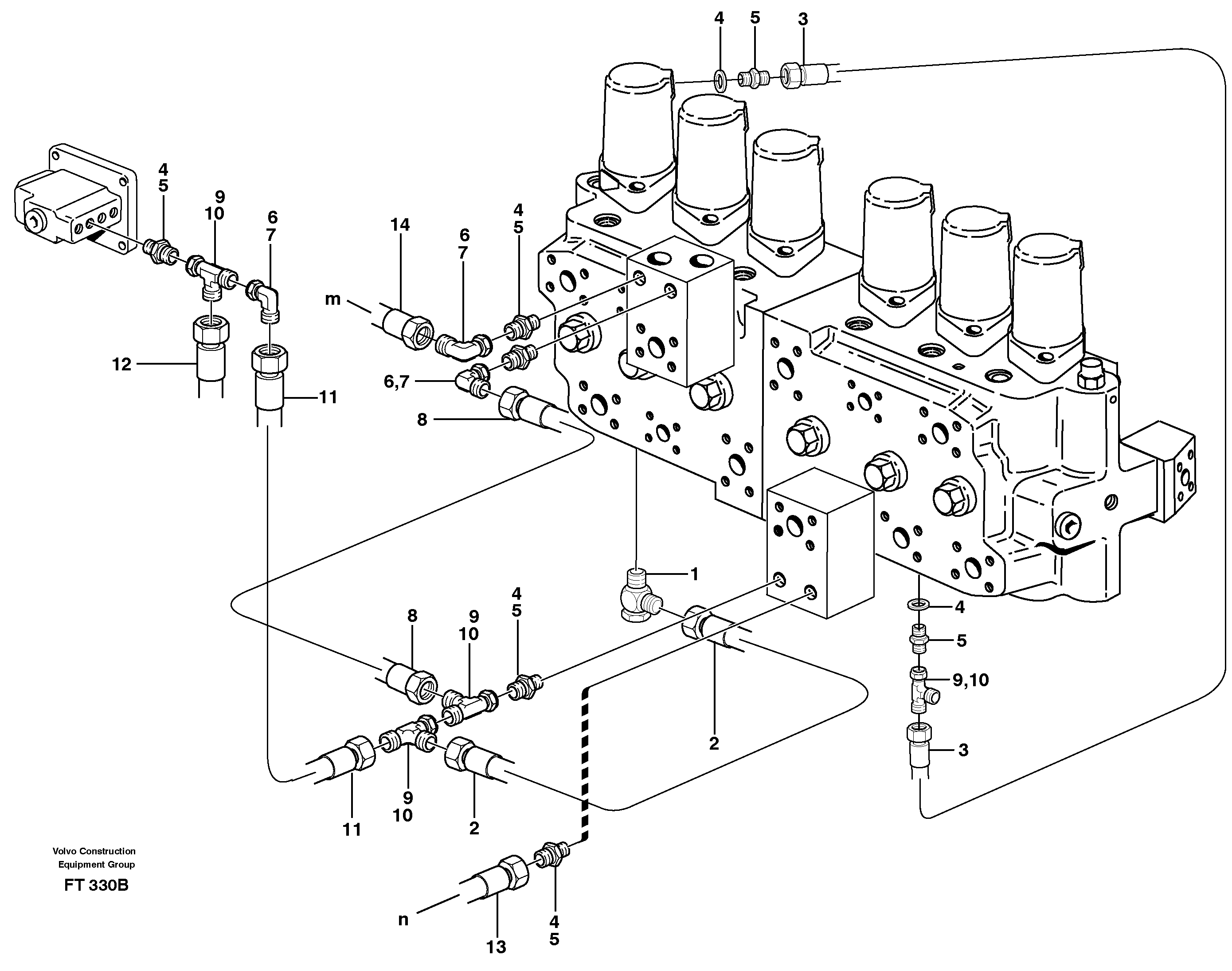 Схема запчастей Volvo EC340 - 76254 Servo - hydraulic EC340 SER NO 1001-