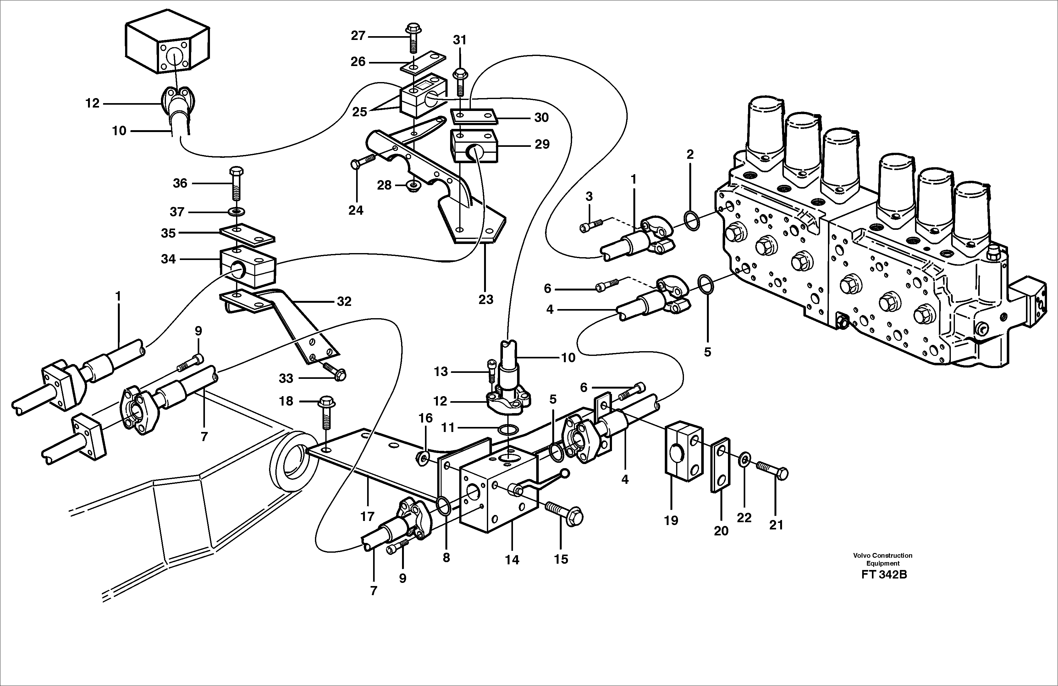 Схема запчастей Volvo EC340 - 75985 Hammer hydraulics on base machine EC340 SER NO 1001-