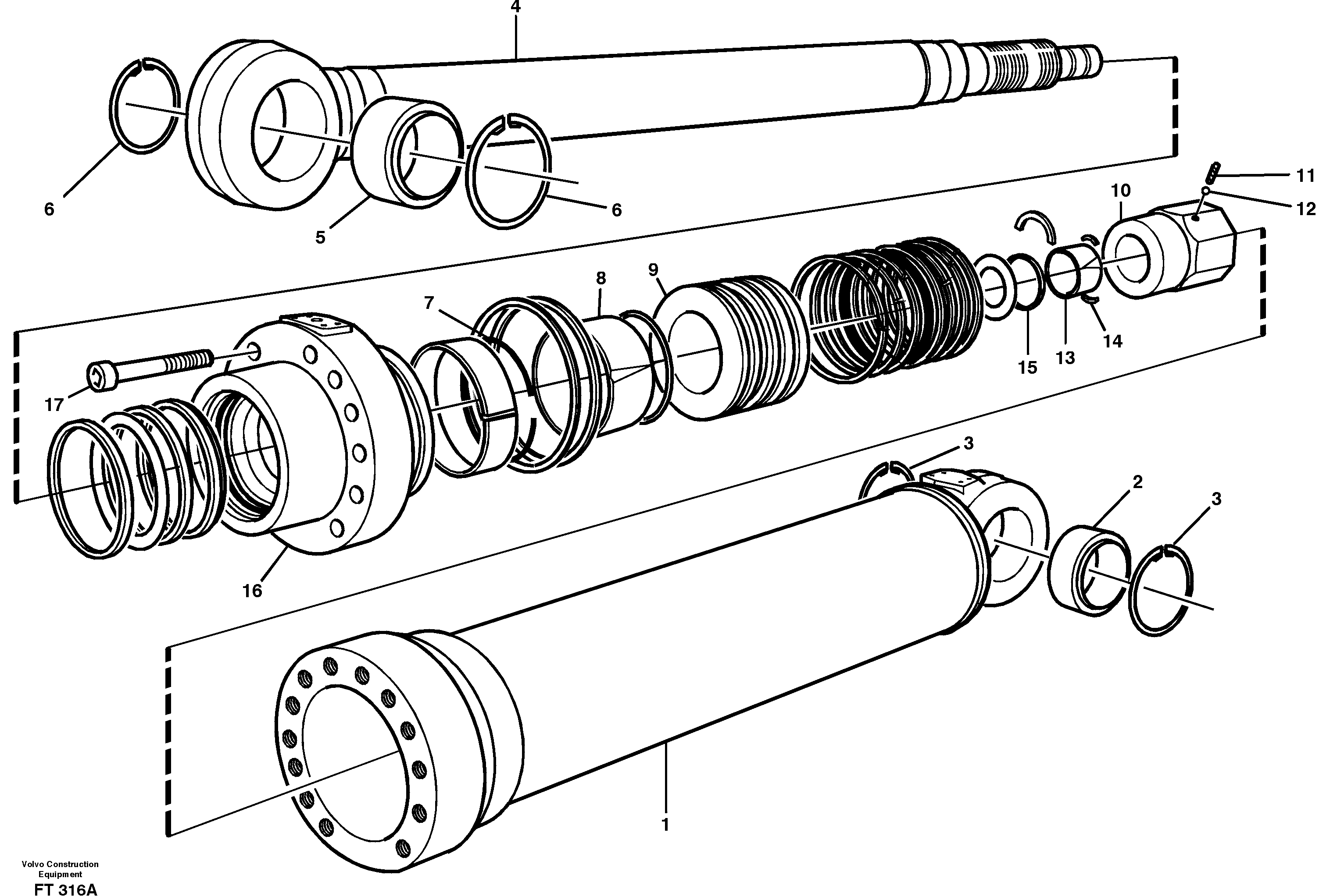 Схема запчастей Volvo EC340 - 67893 Hydraulic cylinder, dipper arm EC340 SER NO 1001-