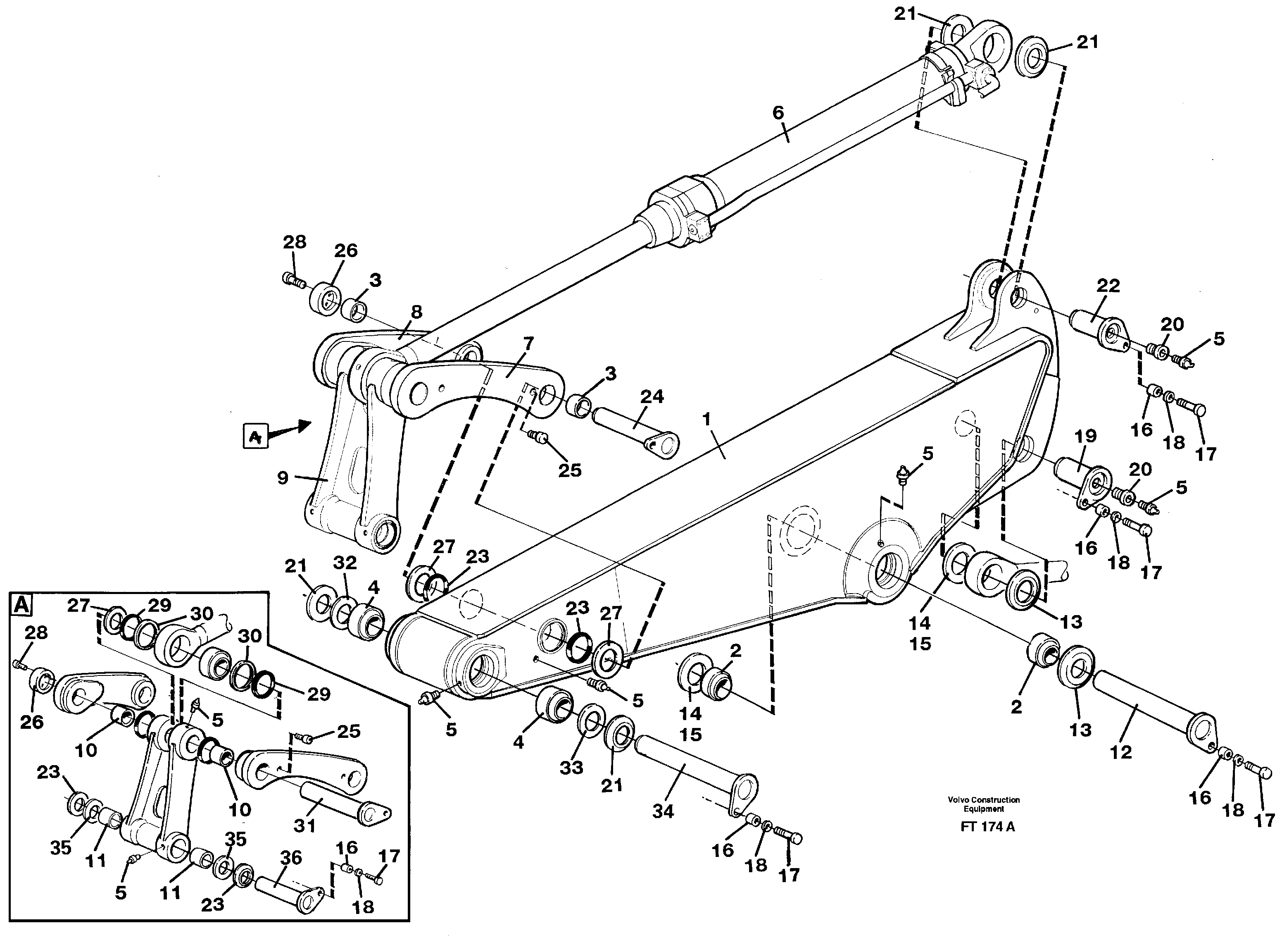 Схема запчастей Volvo EC340 - 68264 Backhoe dipper arm incl. connections, 2,2m 2,4m 2,9m 3,5m EC340 SER NO 1001-