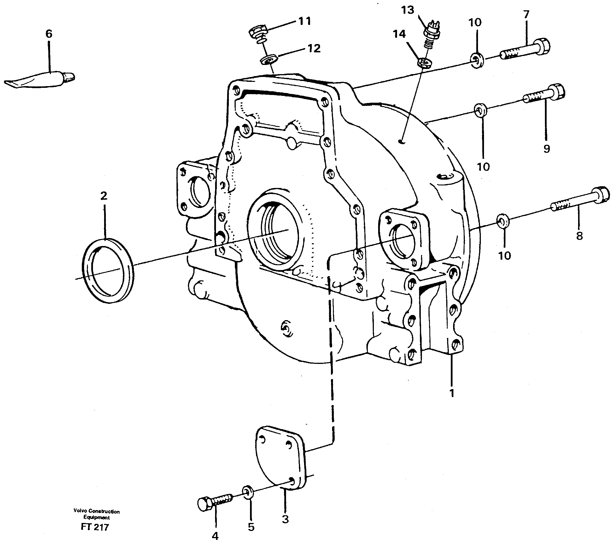 Схема запчастей Volvo EC340 - 68124 Картер маховика EC340 SER NO 1001-