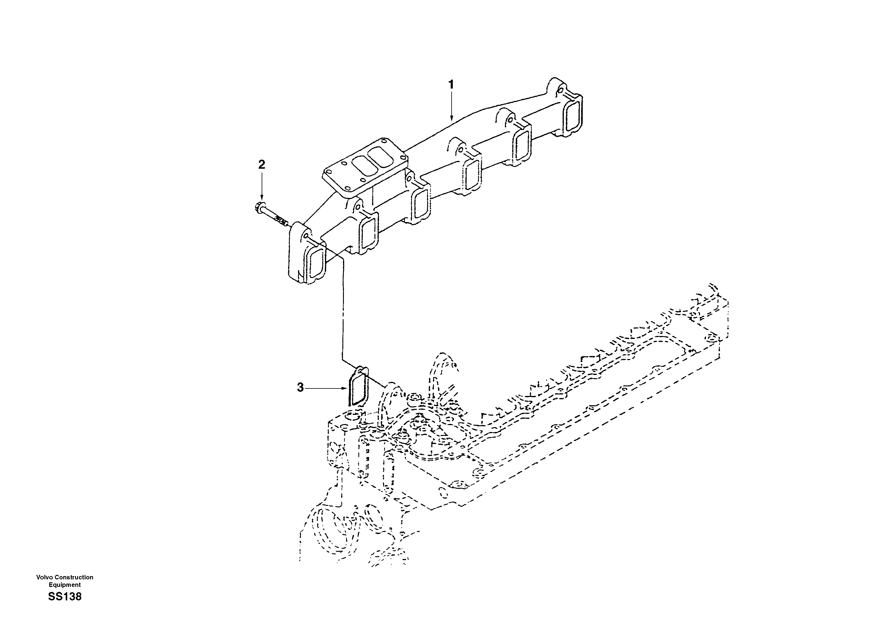 Схема запчастей Volvo EW130 - 9540 Коллектор (труба) выпускной EW130