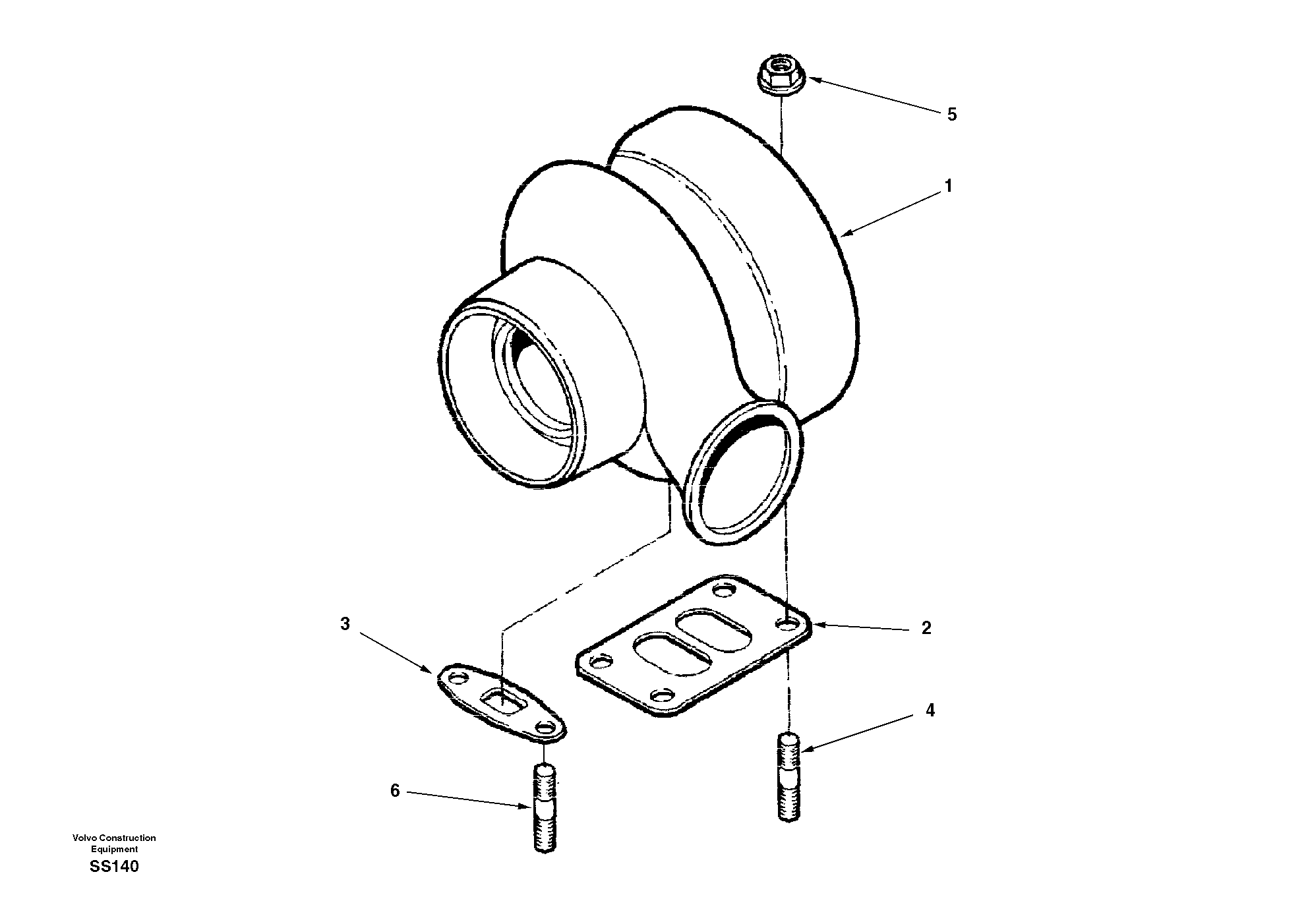 Схема запчастей Volvo EW130 - 4634 Турбокомпрессор (турбина) с установочными деталями EW130