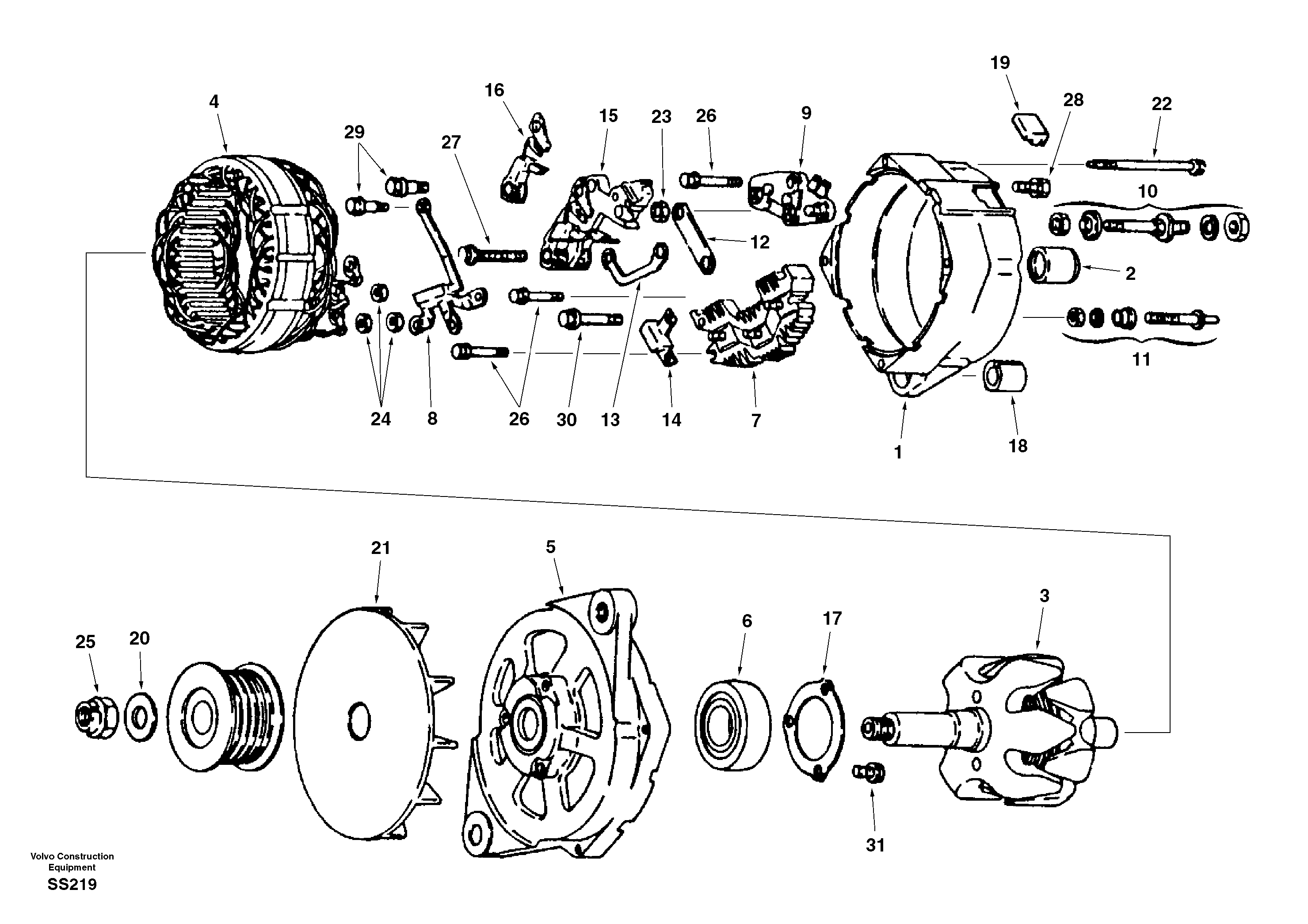 Схема запчастей Volvo EW130 - 51408 Alternator EW130