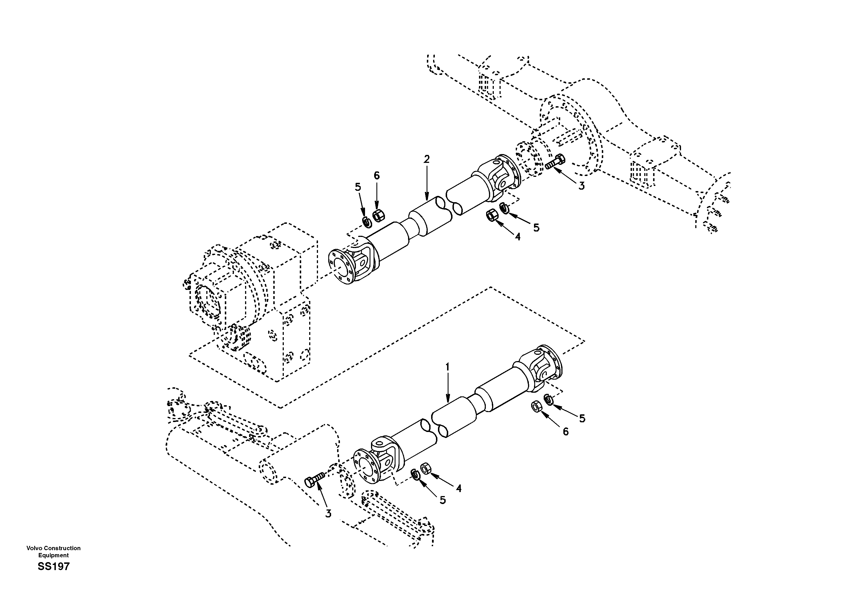 Схема запчастей Volvo EW130 - 54691 Propeller shaft, mounting EW130