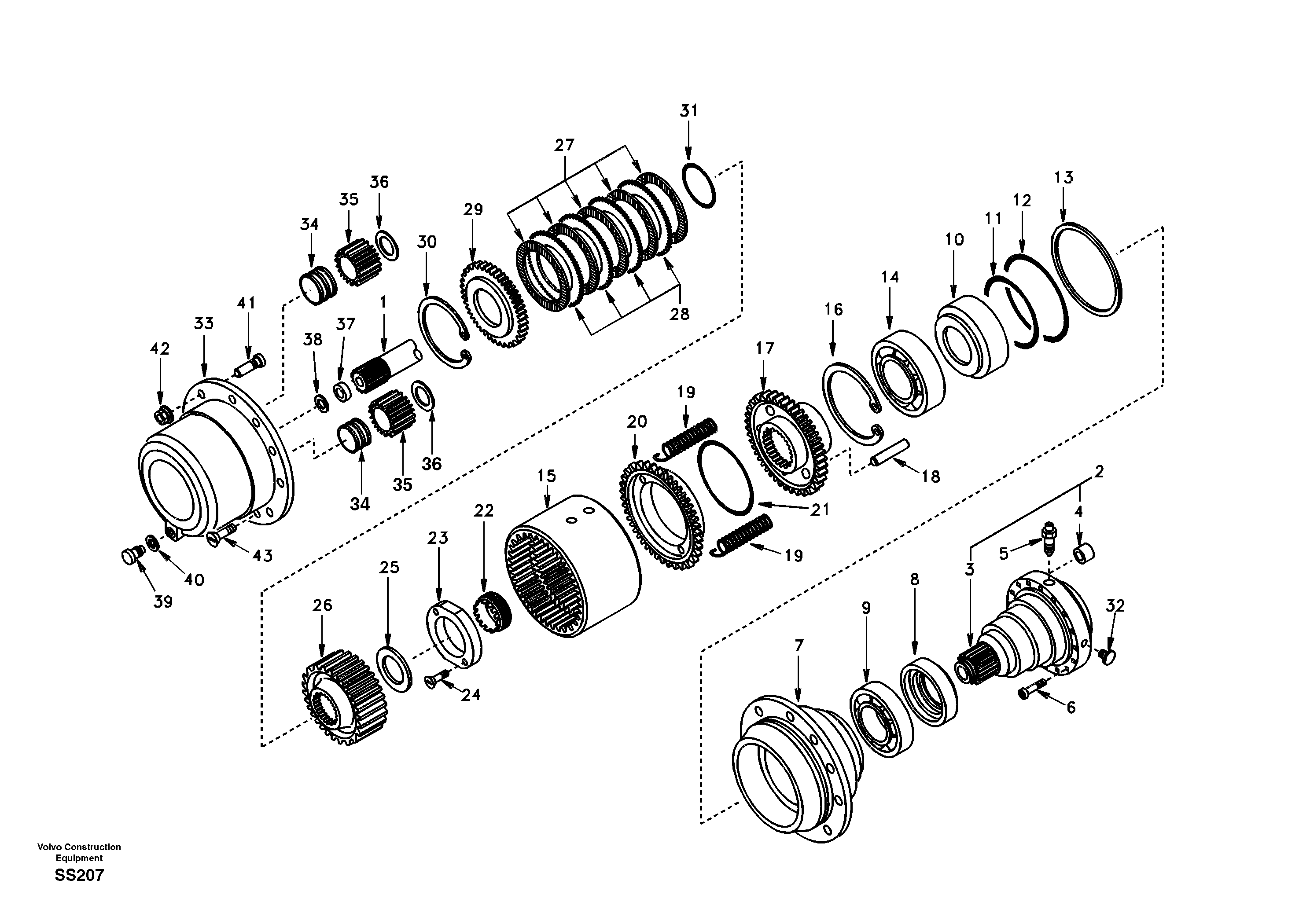 Схема запчастей Volvo EW130 - 100375 Hub reduction, rear axle EW130