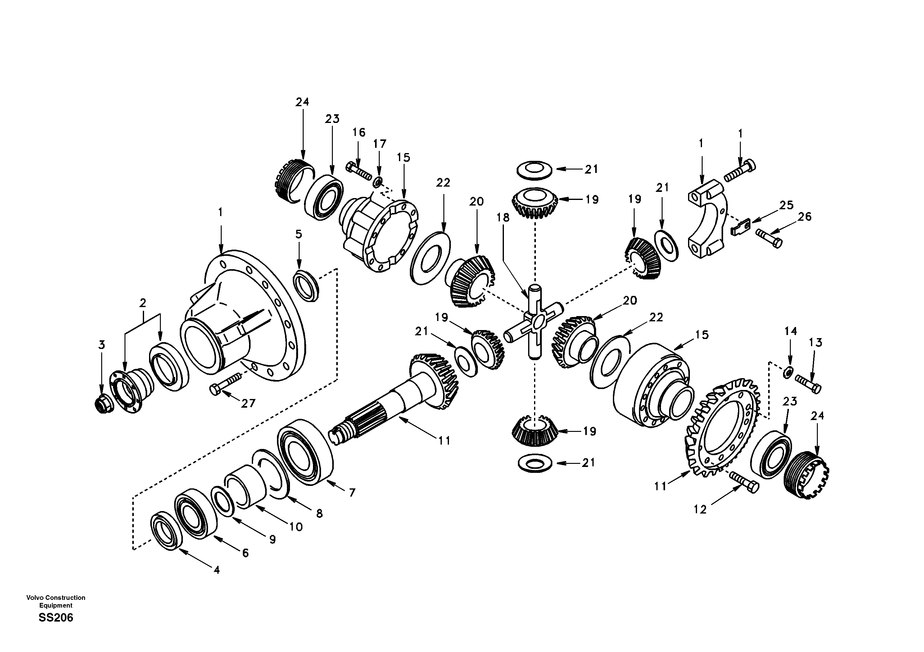 Схема запчастей Volvo EW130 - 74474 Differential , rear axle EW130