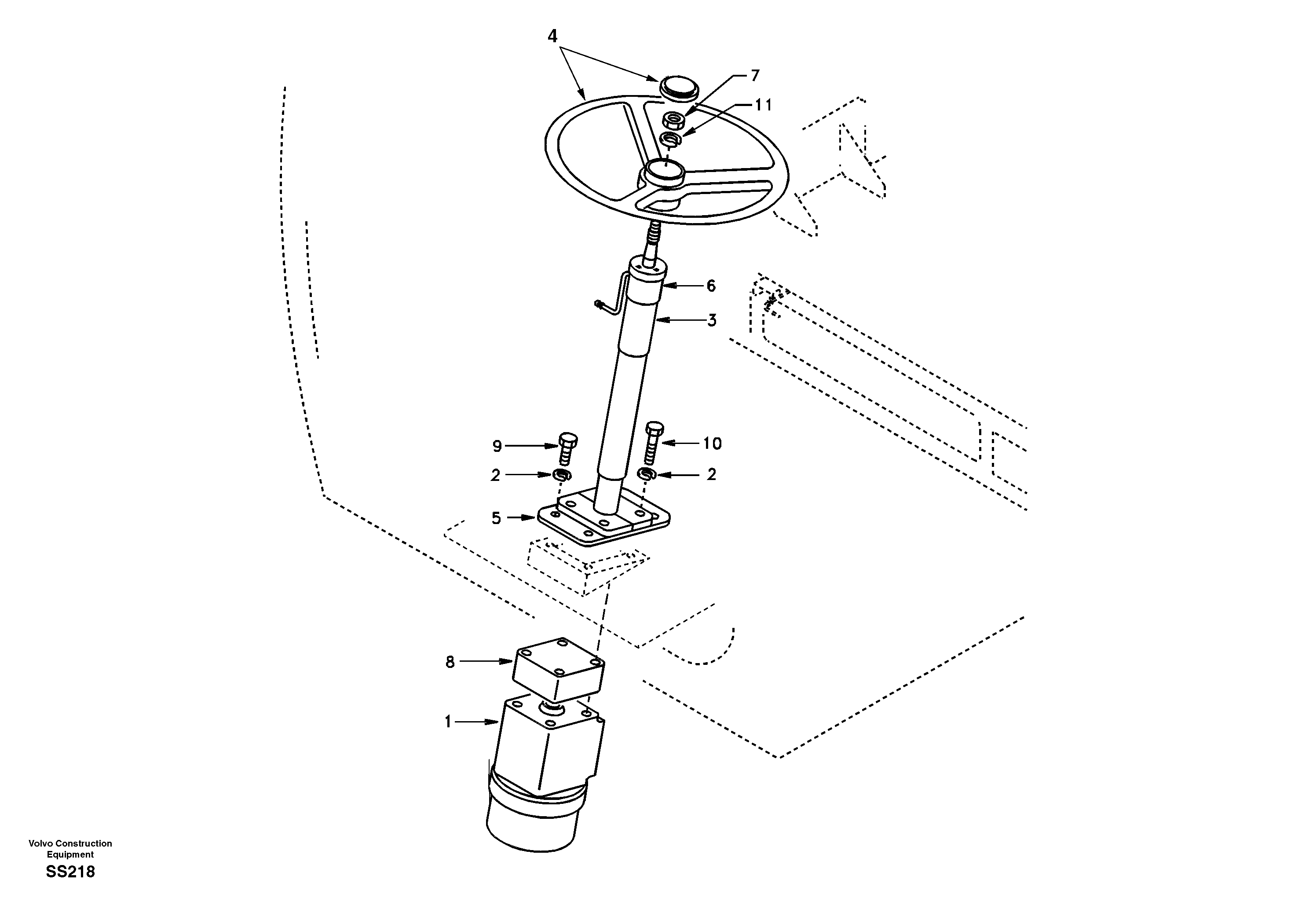 Схема запчастей Volvo EW130 - 42204 Steering wheel and column EW130