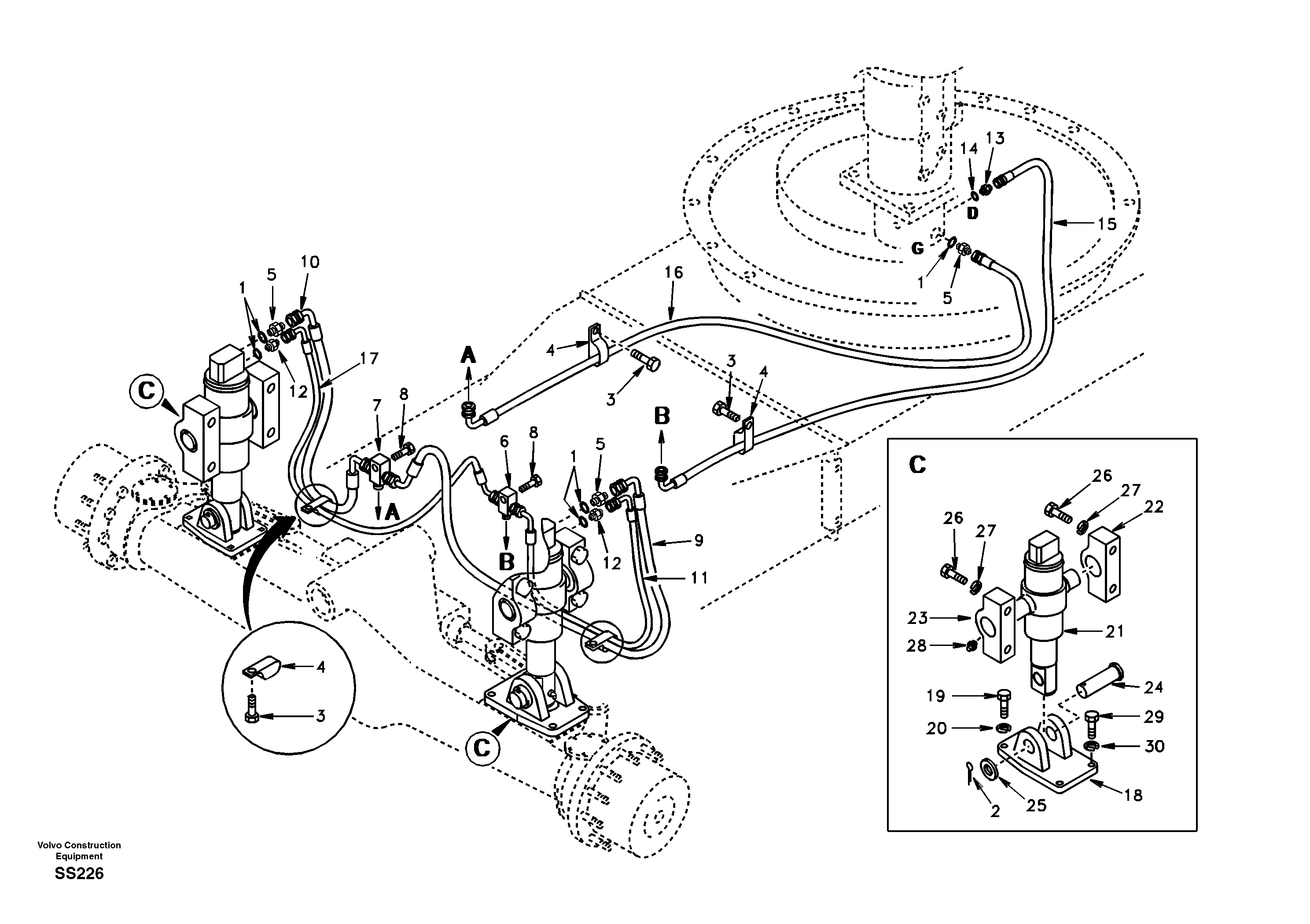 Схема запчастей Volvo EW130 - 79063 Axle locking system EW130