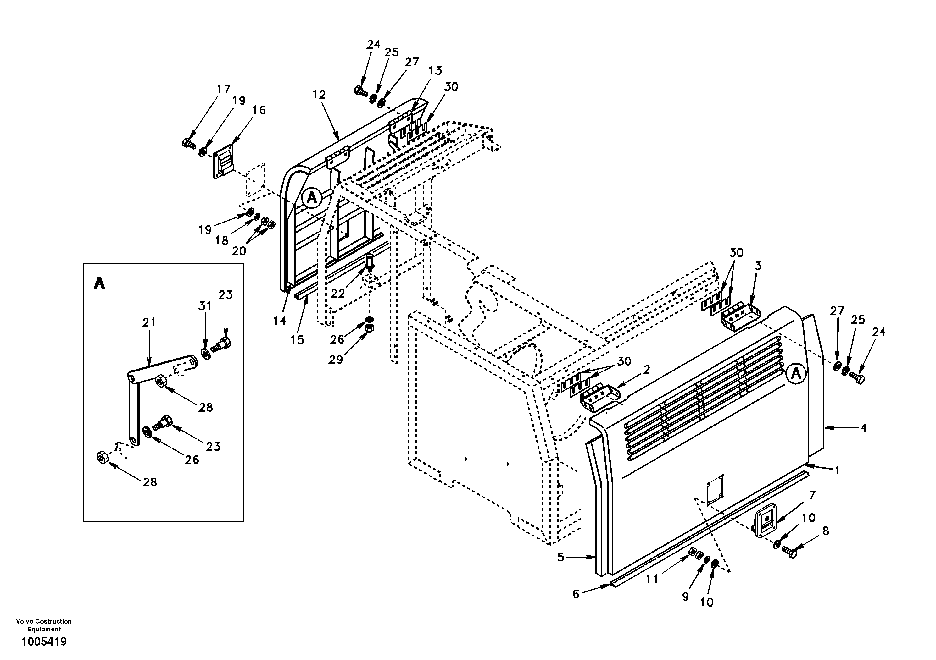 Схема запчастей Volvo EW130 - 18309 Door, side EW130