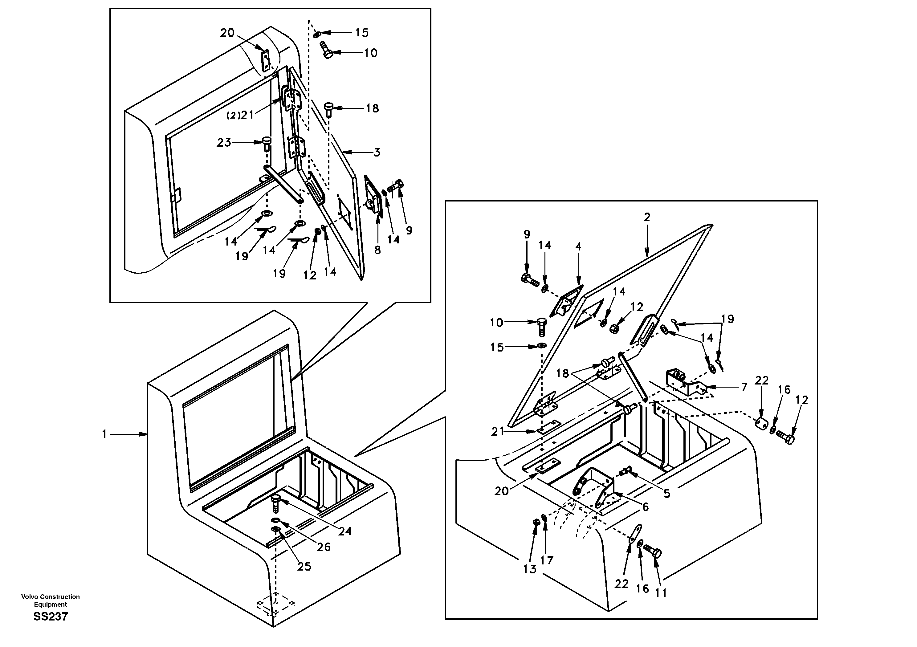 Схема запчастей Volvo EW130 - 4679 Tool box, cowl EW130