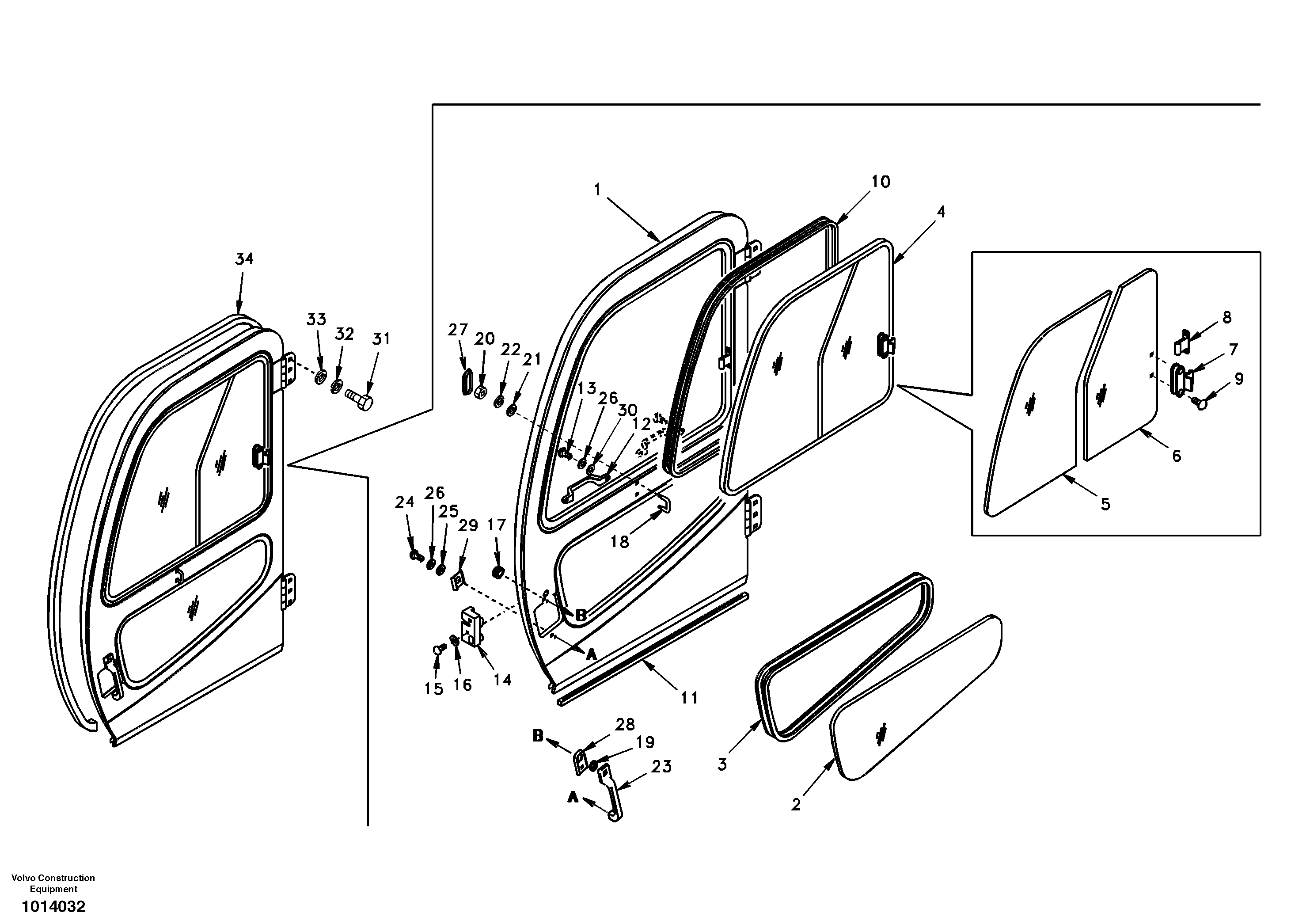 Схема запчастей Volvo EW130 - 39194 Door, operators cab EW130