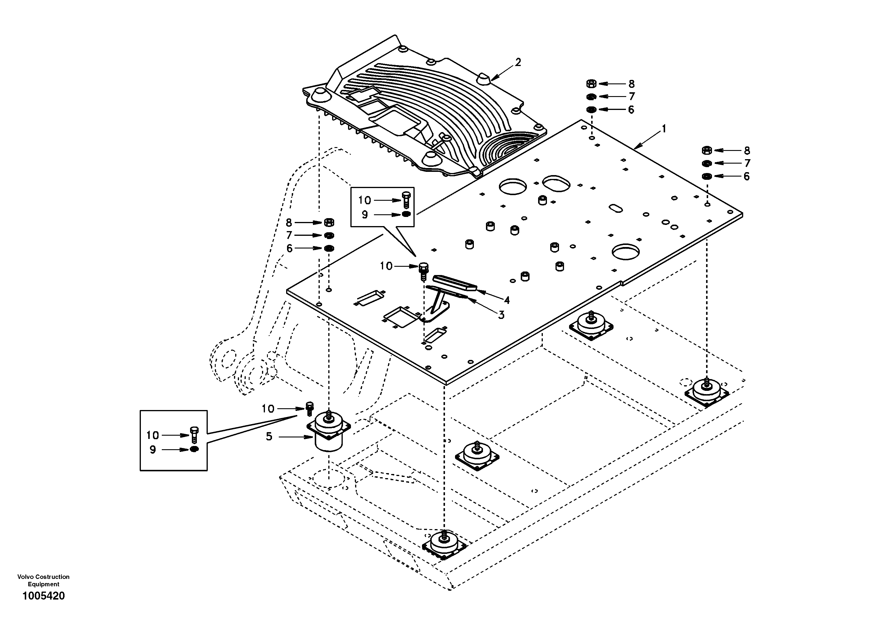 Схема запчастей Volvo EW130 - 101878 Cabin floor EW130