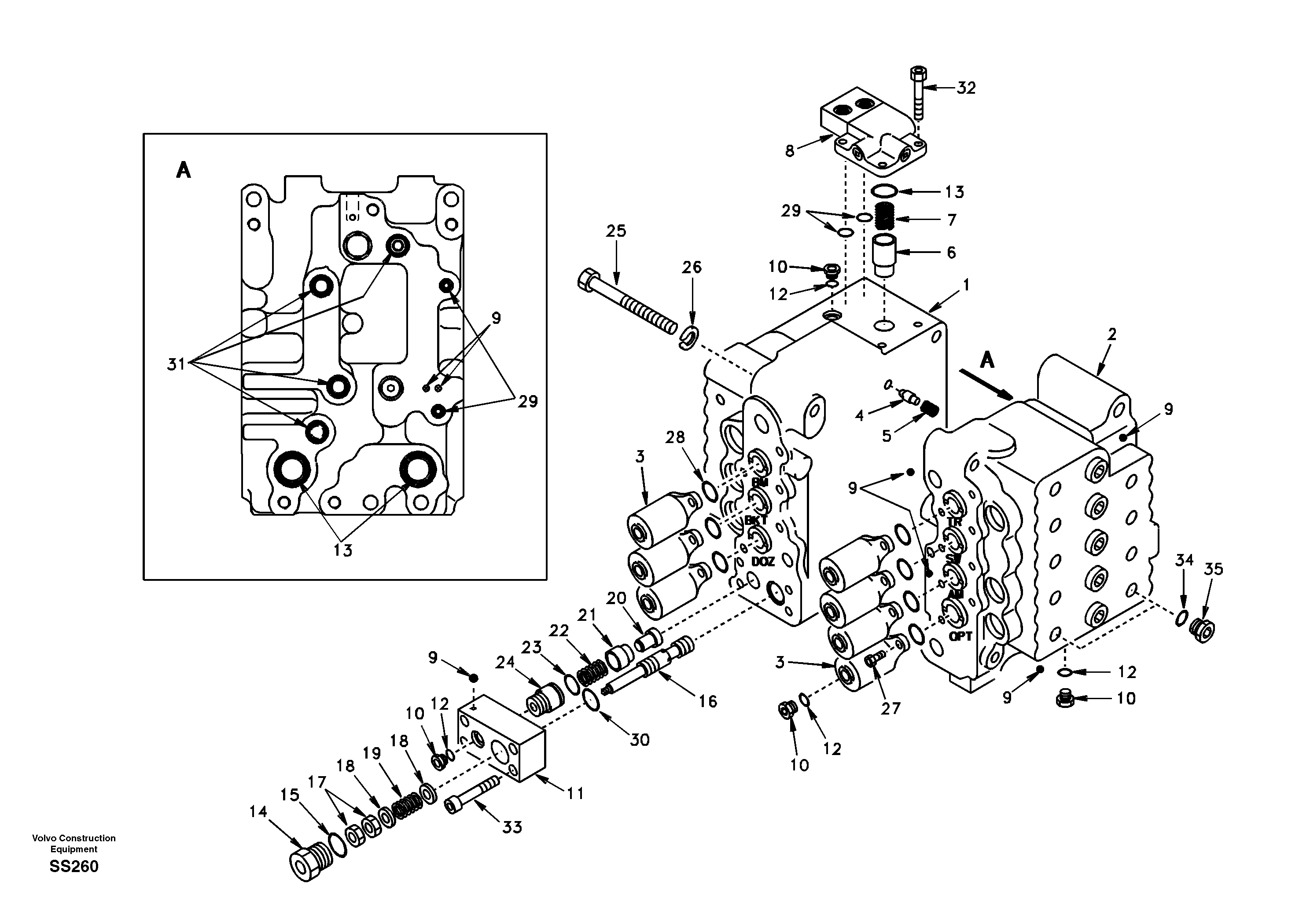 Схема запчастей Volvo EW130 - 18941 Control valve with fitting parts EW130