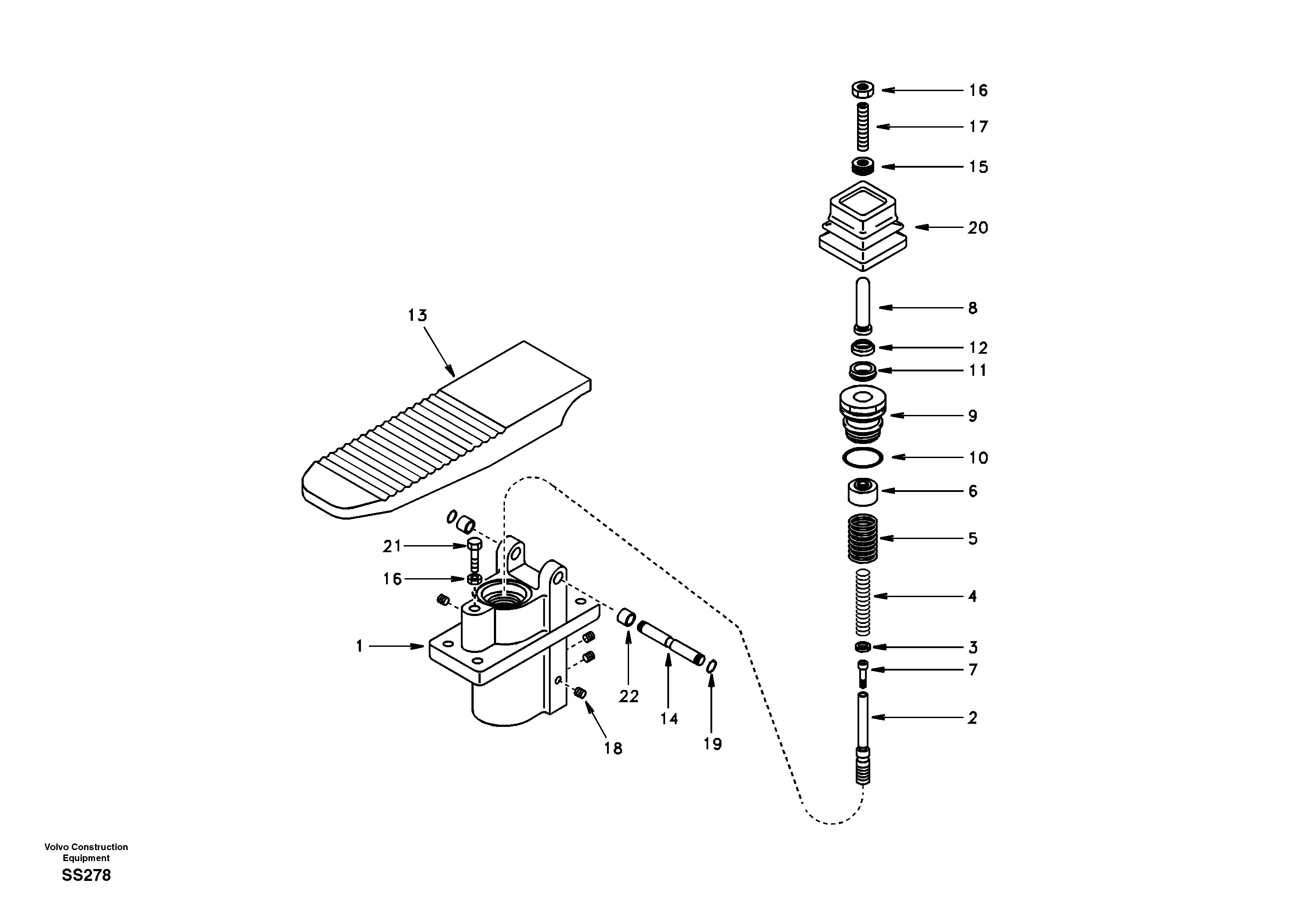 Схема запчастей Volvo EW130 - 18319 Remote control valve pedal, travel motor EW130