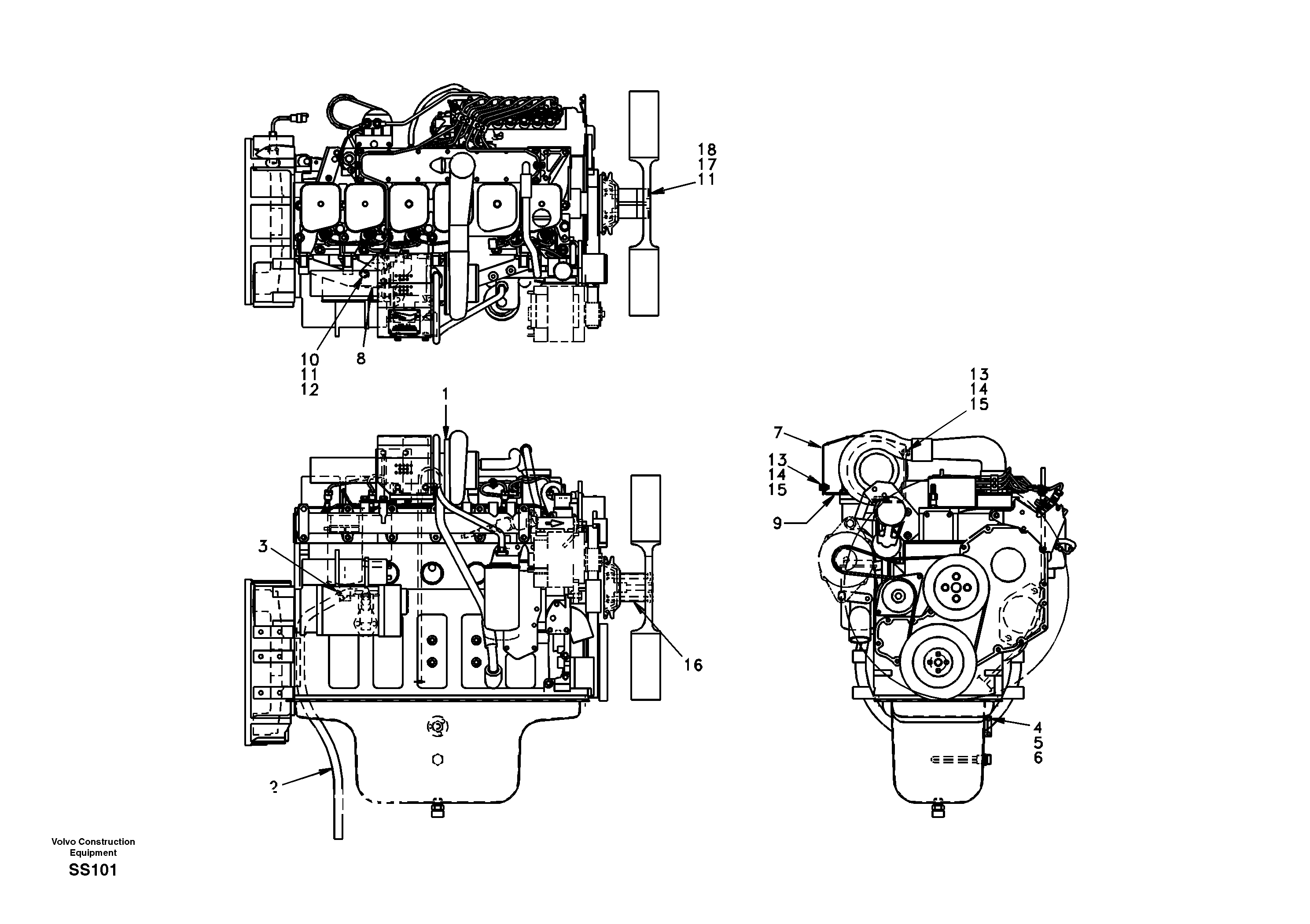 Схема запчастей Volvo EW130 - 42170 Двигатель в сборе EW130