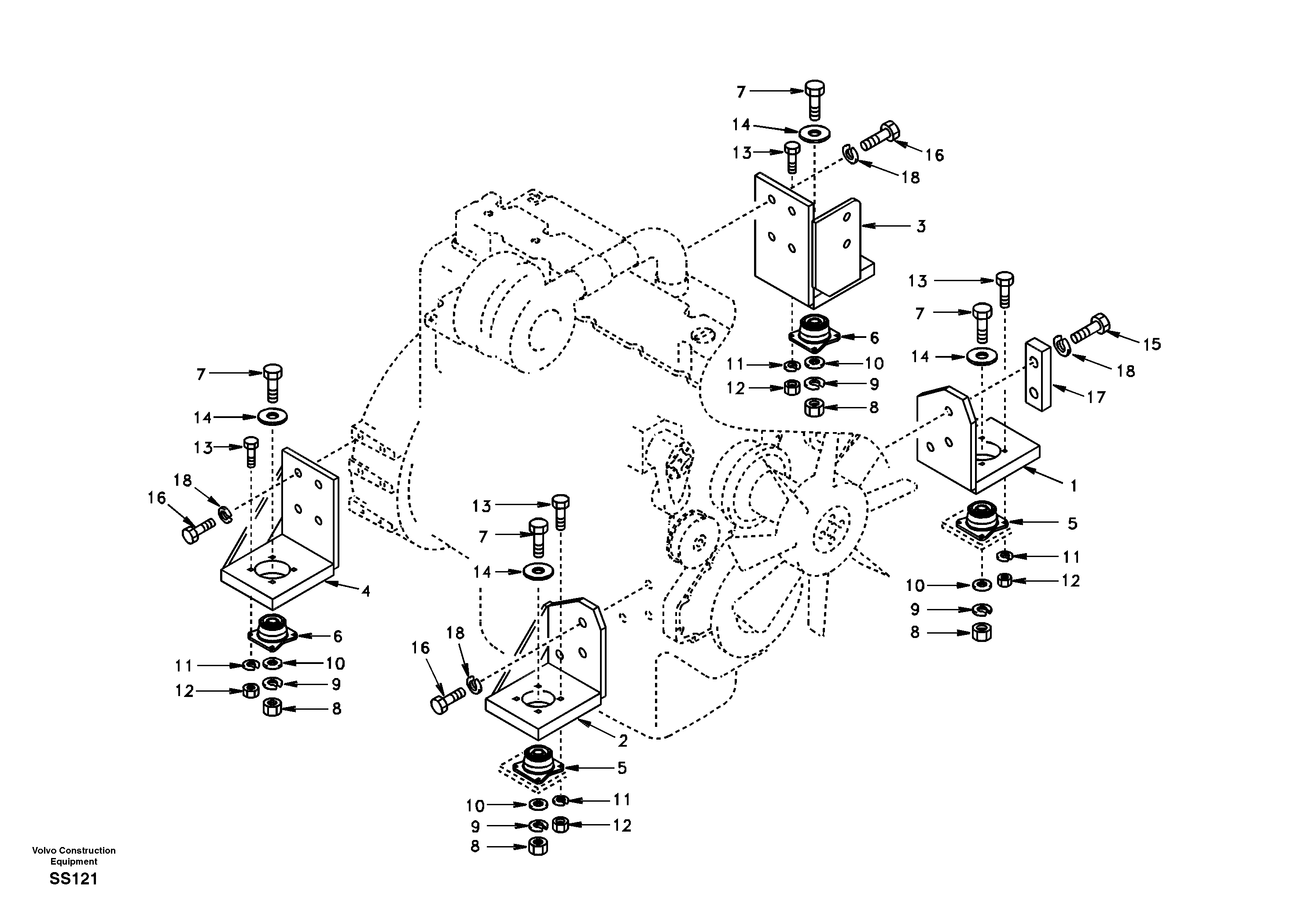 Схема запчастей Volvo EW130 - 18297 Engine mount EW130