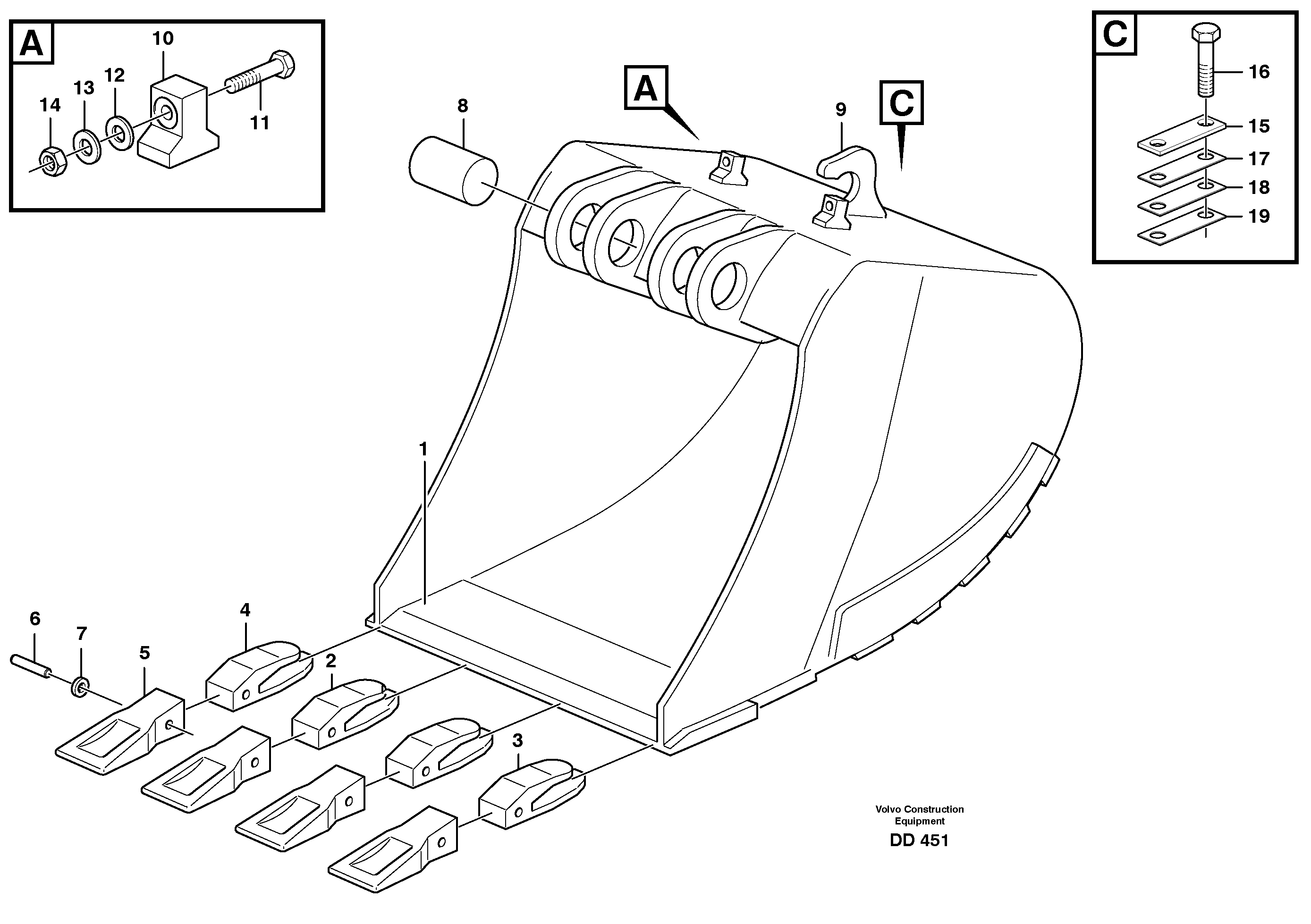 Схема запчастей Volvo EW130 - 27666 Buckets for quickfit, S1 - S2 ATTACHMENTS ATTACHMENTS BUCKETS