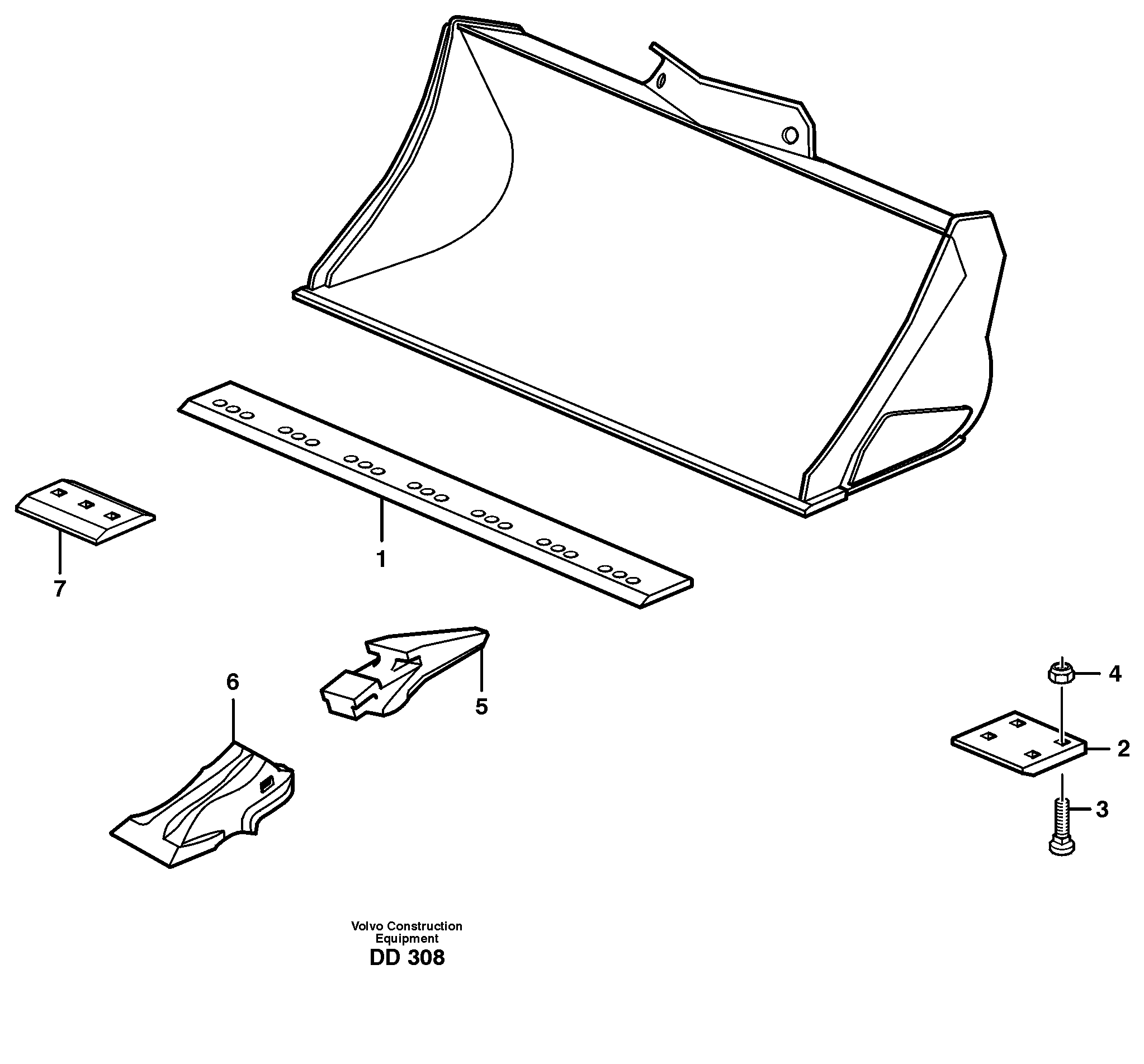 Схема запчастей Volvo EW130 - 15204 Bucket, straight with teeth ATTACHMENTS ATTACHMENTS BUCKETS