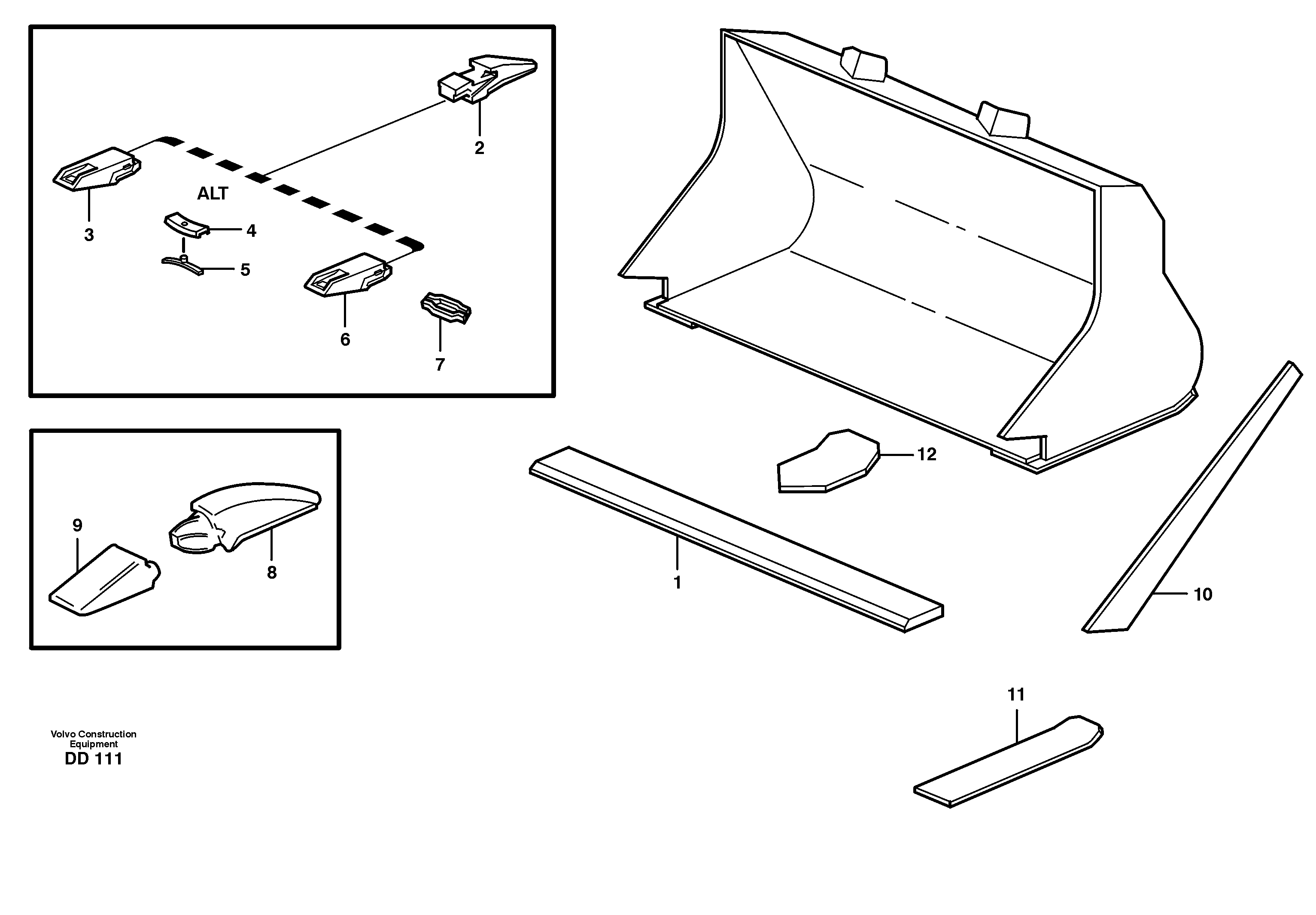Схема запчастей Volvo EW130 - 17876 Bucket, straight with teeth ATTACHMENTS ATTACHMENTS BUCKETS