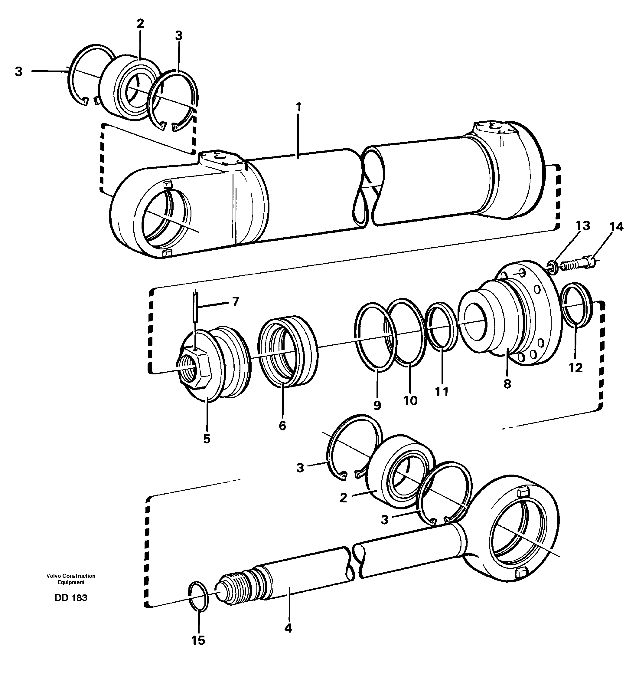 Схема запчастей Volvo EW130 - 39748 Гидроцилиндр ATTACHMENTS ATTACHMENTS BUCKETS