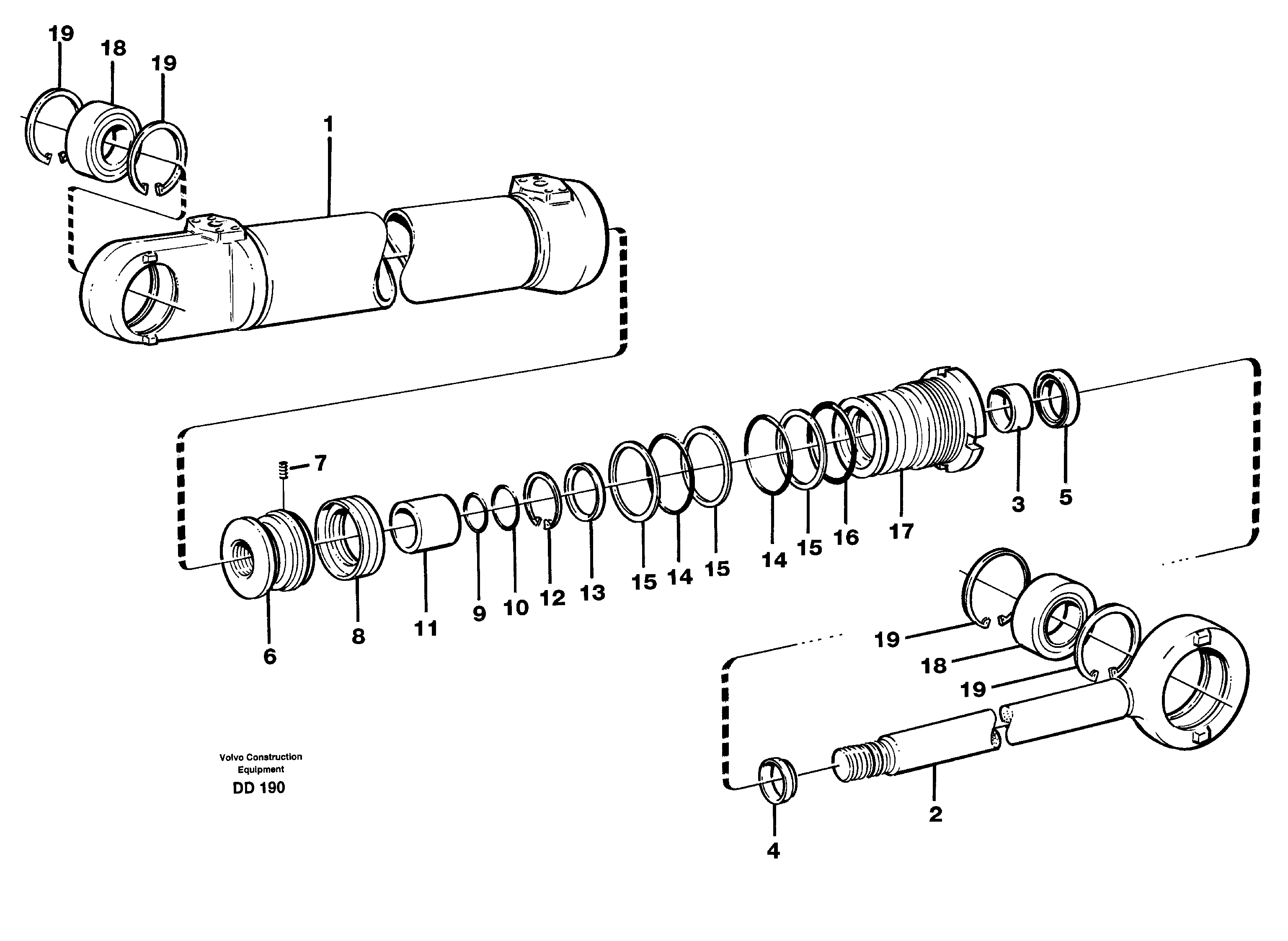 Схема запчастей Volvo EW130 - 39767 Гидроцилиндр ATTACHMENTS ATTACHMENTS BUCKETS