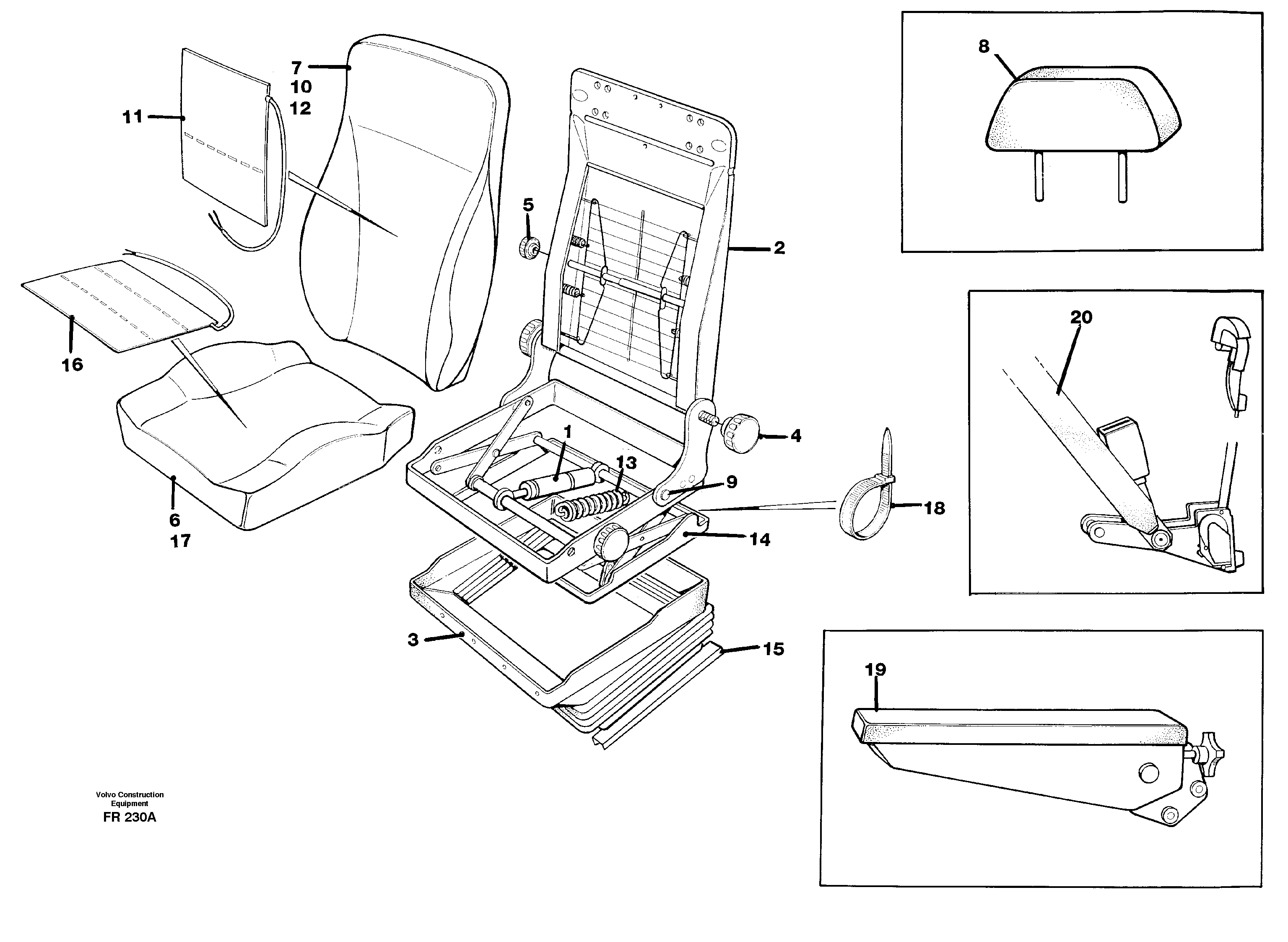 Схема запчастей Volvo EW130 - 19888 Drivers seats Be-ge EW130 ?KERMAN ?KERMAN EW130 SER NO - 447