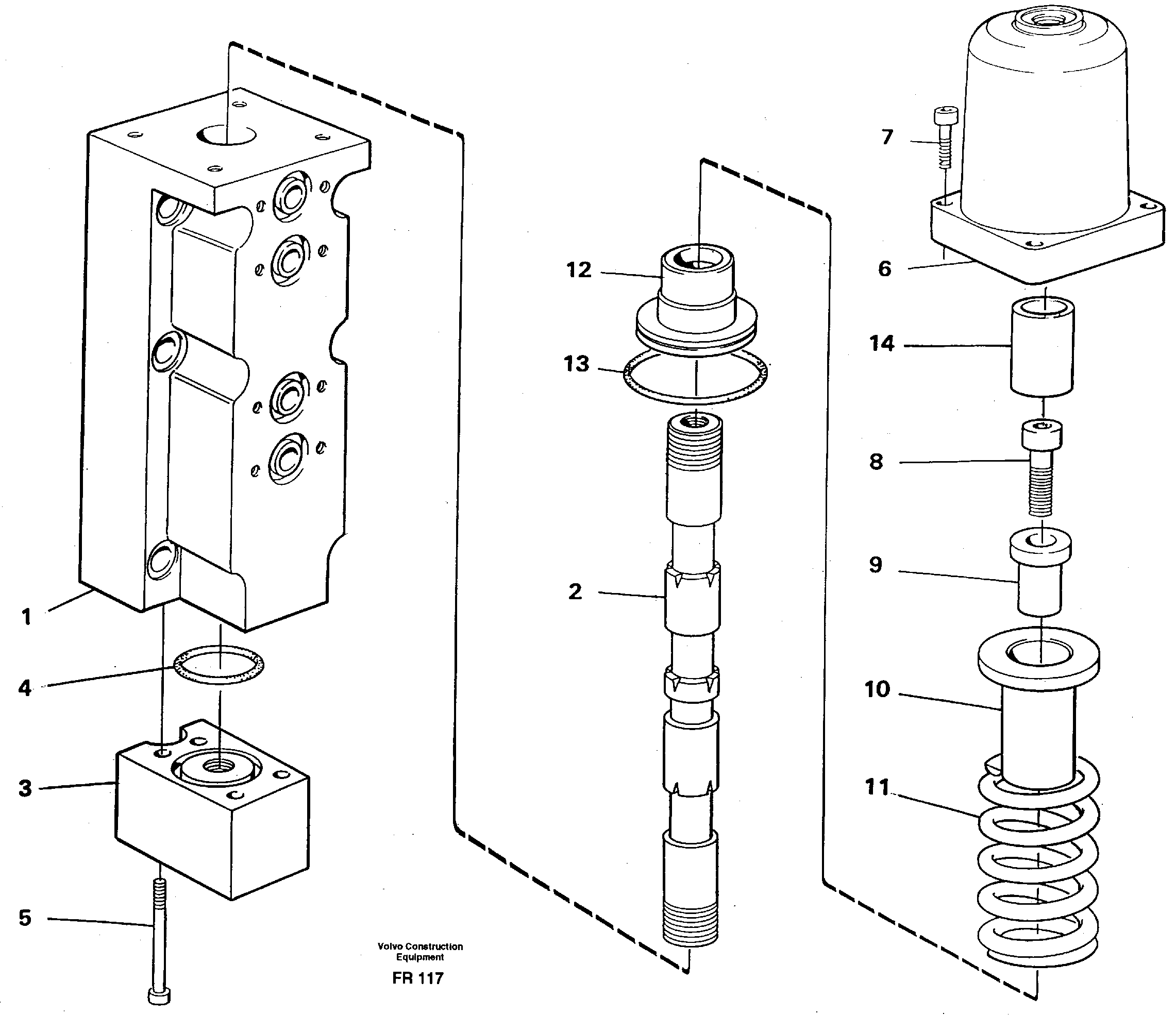 Схема запчастей Volvo EW130 - 100914 Four-way valve, boom secondary EW130 ?KERMAN ?KERMAN EW130 SER NO - 447