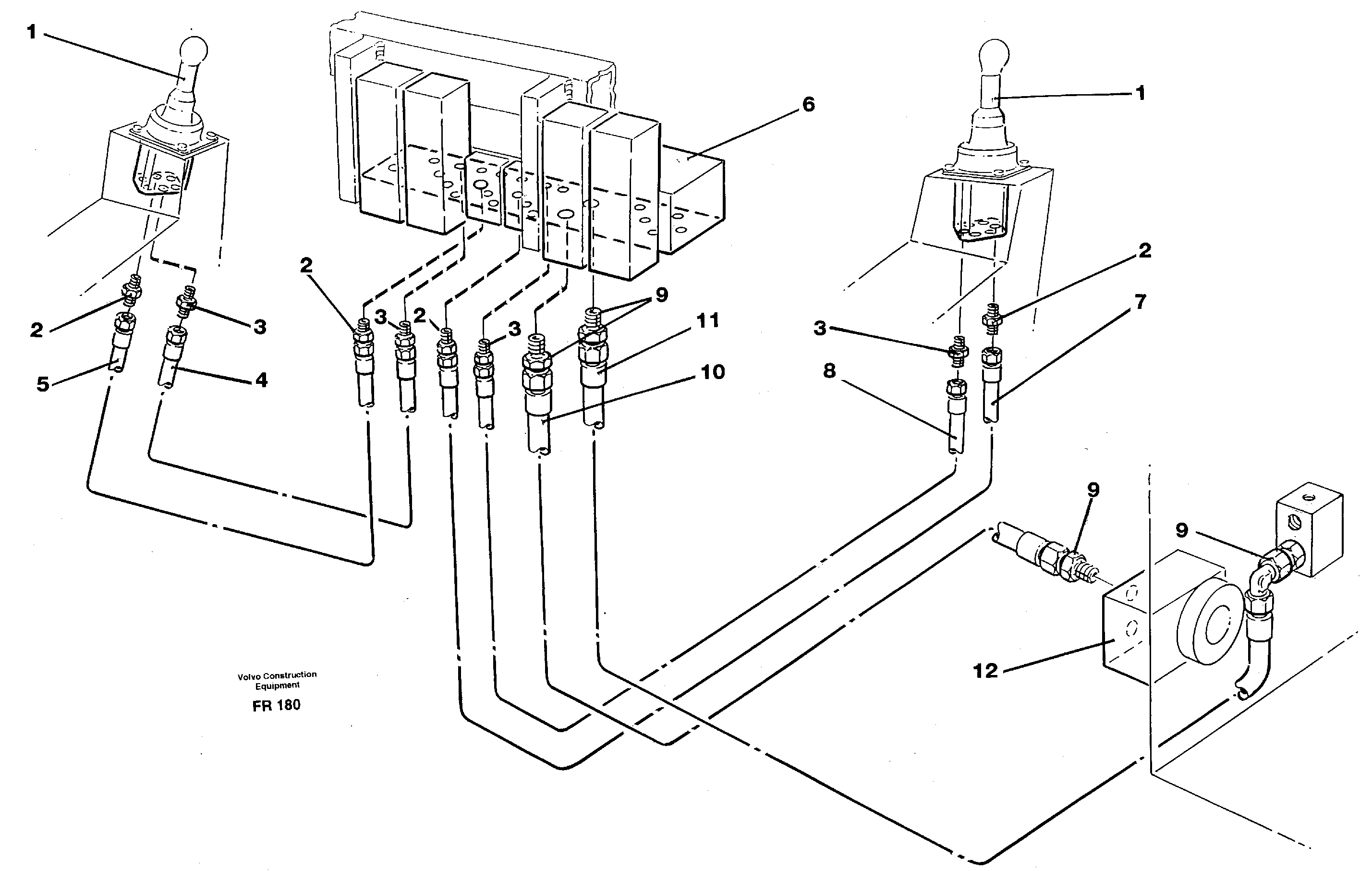 Схема запчастей Volvo EW130 - 34724 Servo hydraulics, tank return lines EW130 ?KERMAN ?KERMAN EW130 SER NO - 447