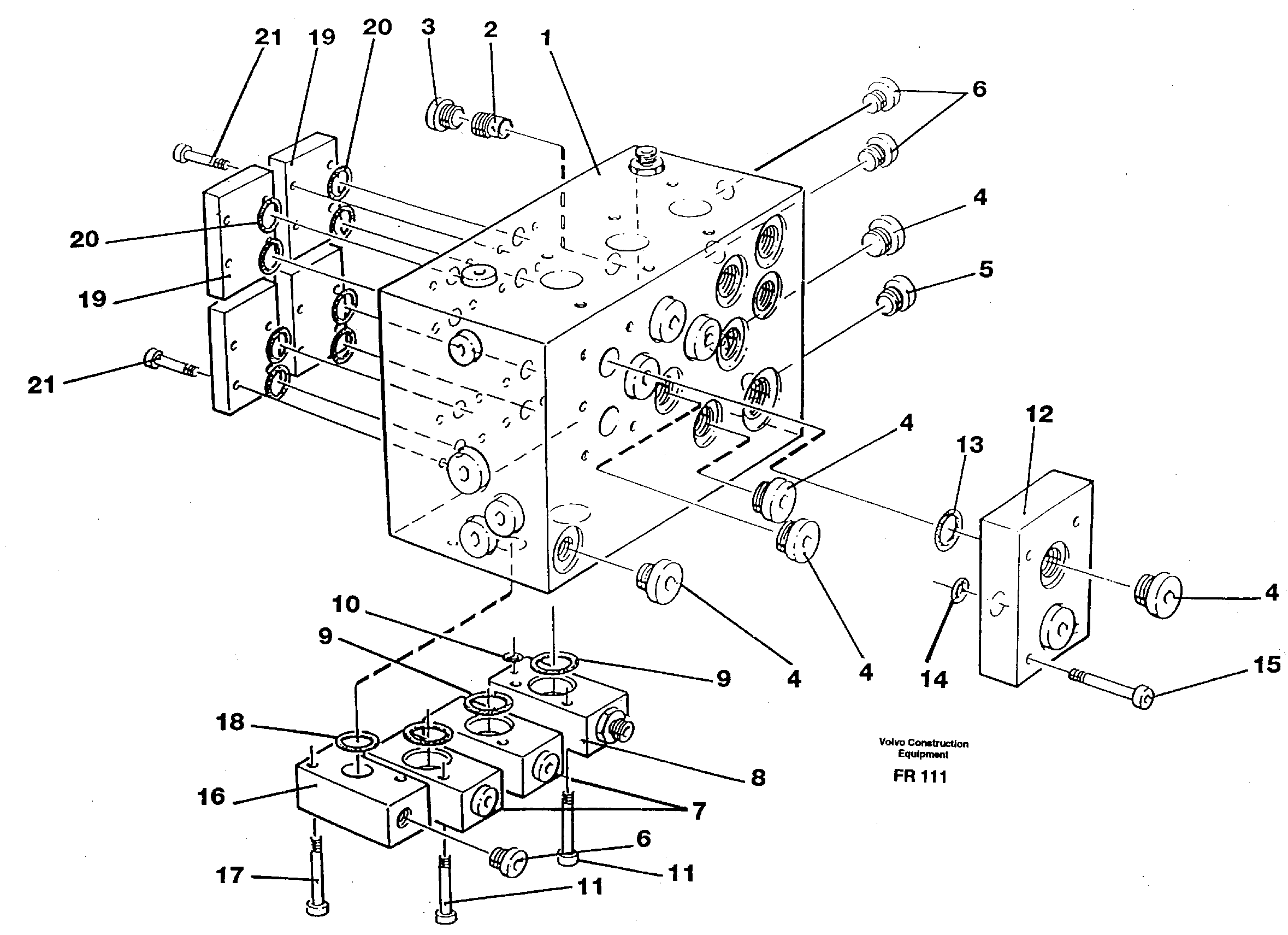 Схема запчастей Volvo EW130 - 59394 Slew valve assembly block EW130 ?KERMAN ?KERMAN EW130 SER NO - 447