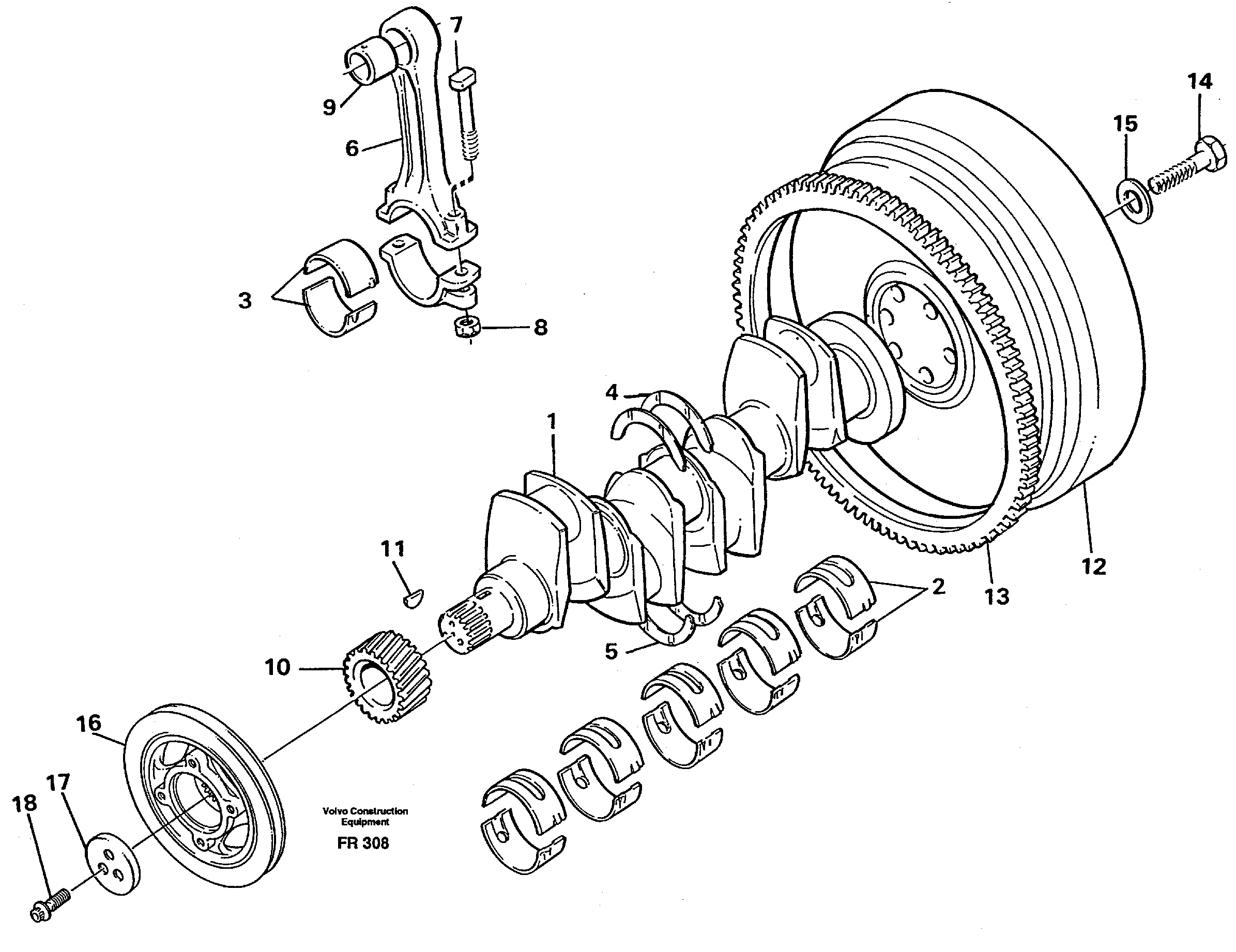 Схема запчастей Volvo EW130 - 26714 Crankshaft and related parts EW130 ?KERMAN ?KERMAN EW130 SER NO - 447