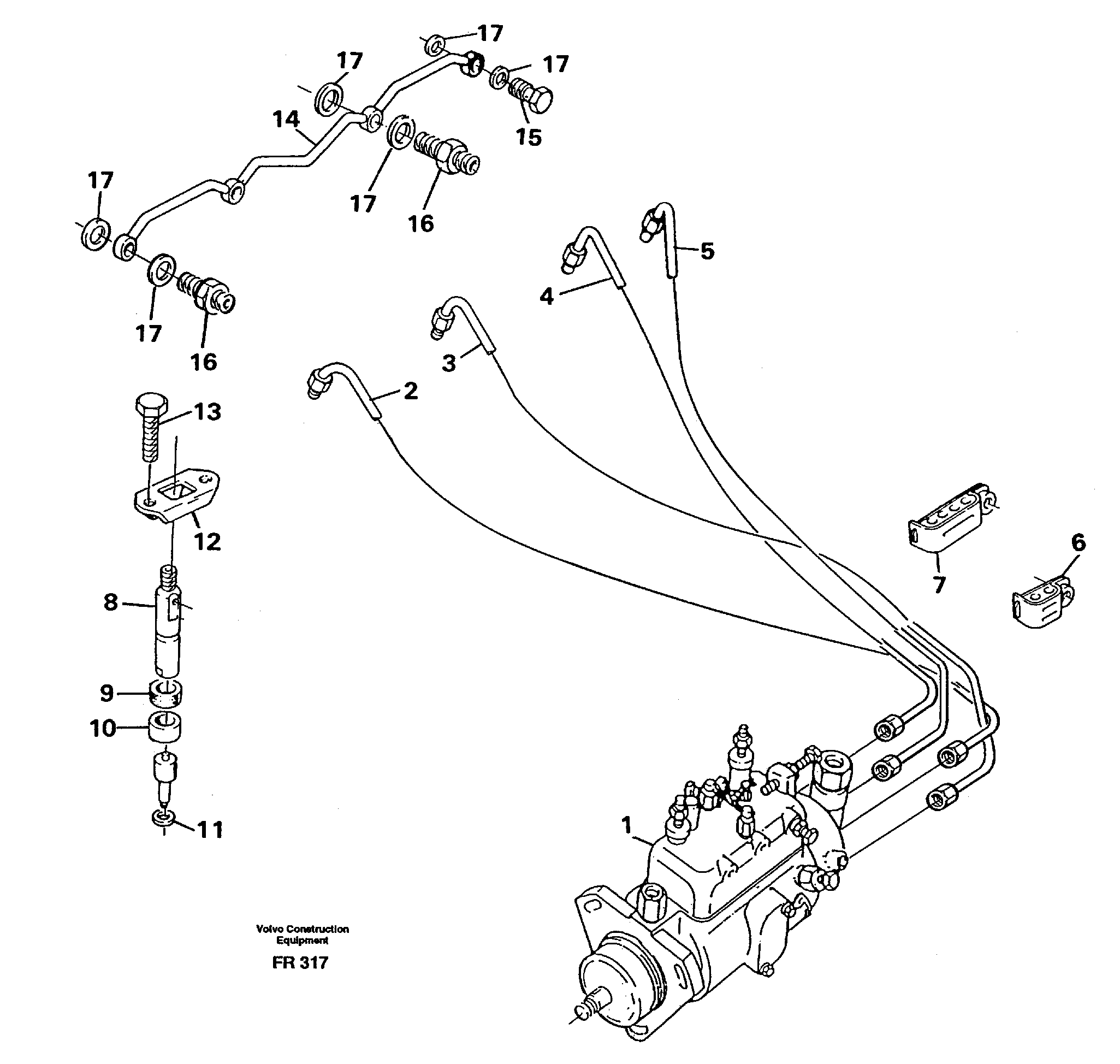 Схема запчастей Volvo EW130 - 46819 Fuel lines, injectors EW130 ?KERMAN ?KERMAN EW130 SER NO - 447