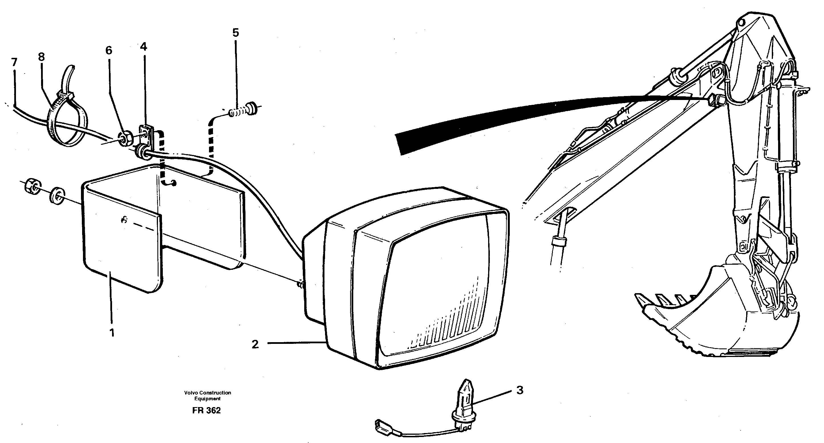 Схема запчастей Volvo EW130 - 26725 Working lamp on boom EW130 ?KERMAN ?KERMAN EW130 SER NO - 447