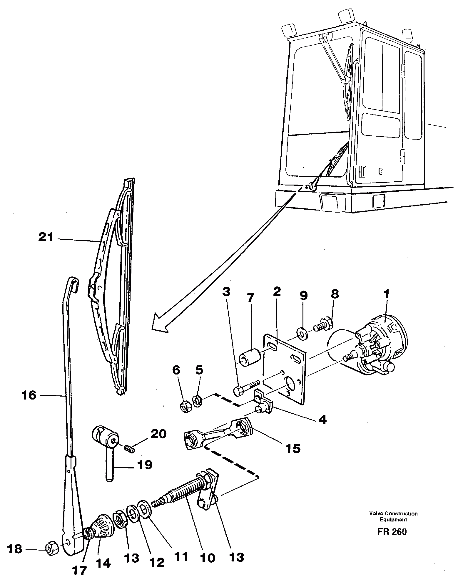 Схема запчастей Volvo EW130 - 11947 Windscreen wiper, lower EW130 ?KERMAN ?KERMAN EW130 SER NO - 447