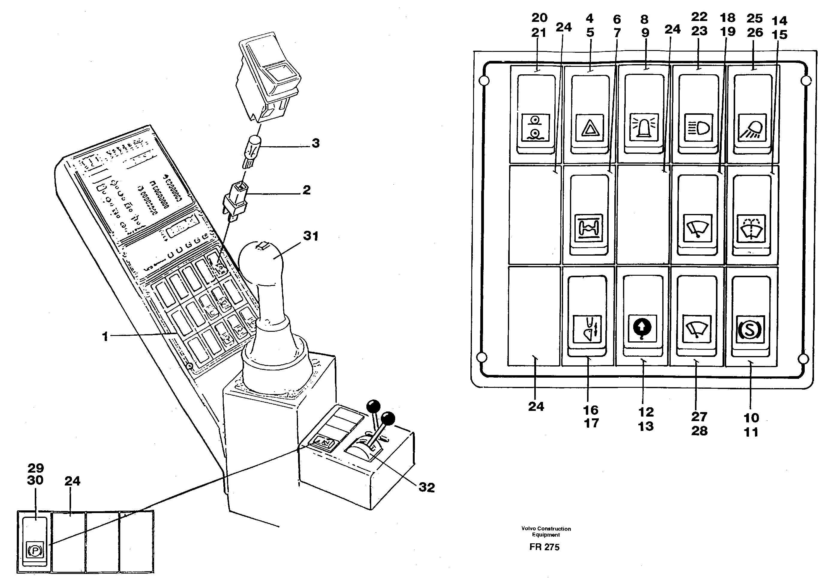 Схема запчастей Volvo EW130 - 62150 Toggle switch panel EW130 ?KERMAN ?KERMAN EW130 SER NO - 447